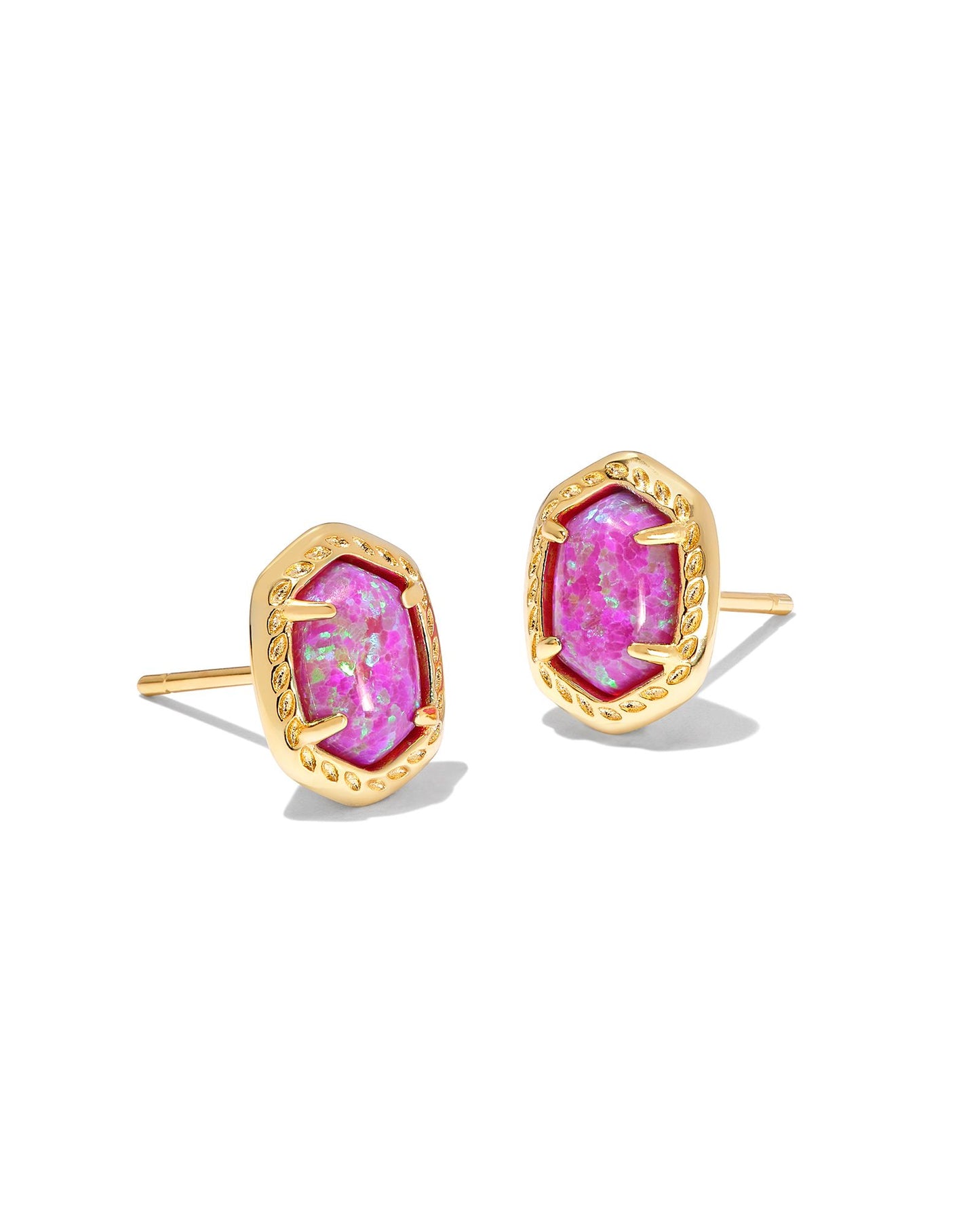 Kendra Scott Daphne Framed Stud Earring - Gold Magenta Kyocera Opal