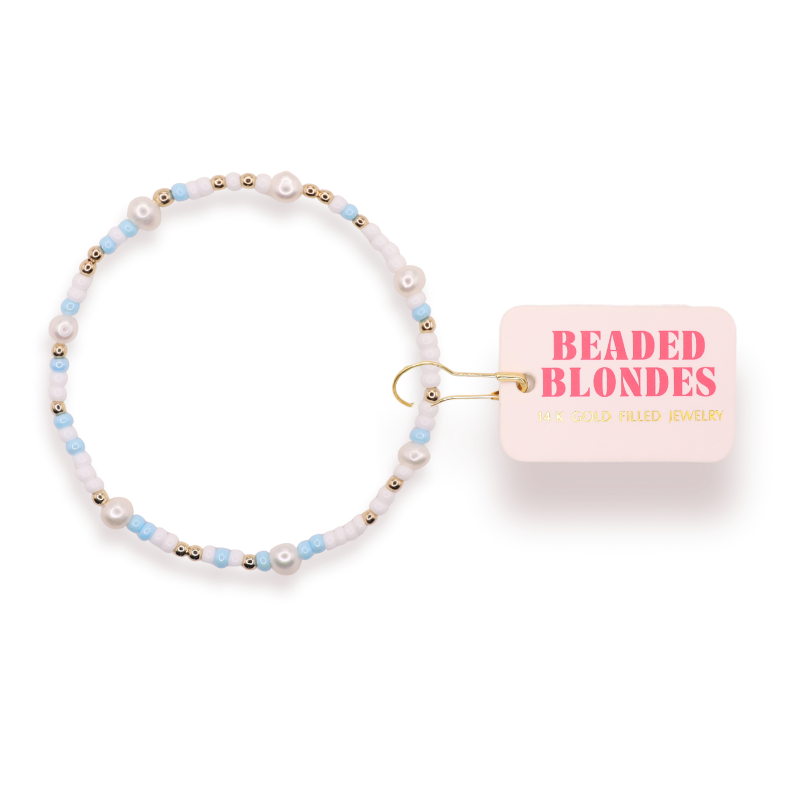 Blue Pearl Sprinkle Bracelet: Standard 6.75 Inch | Beaded Blondes