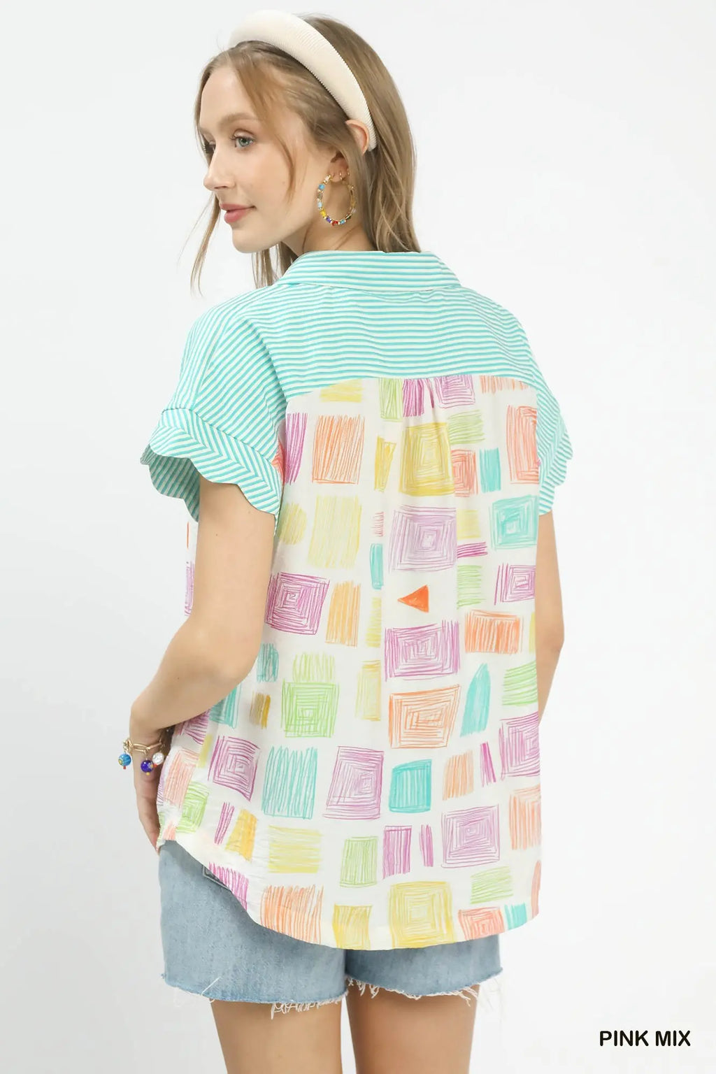 Geometric Spring Button Up Top