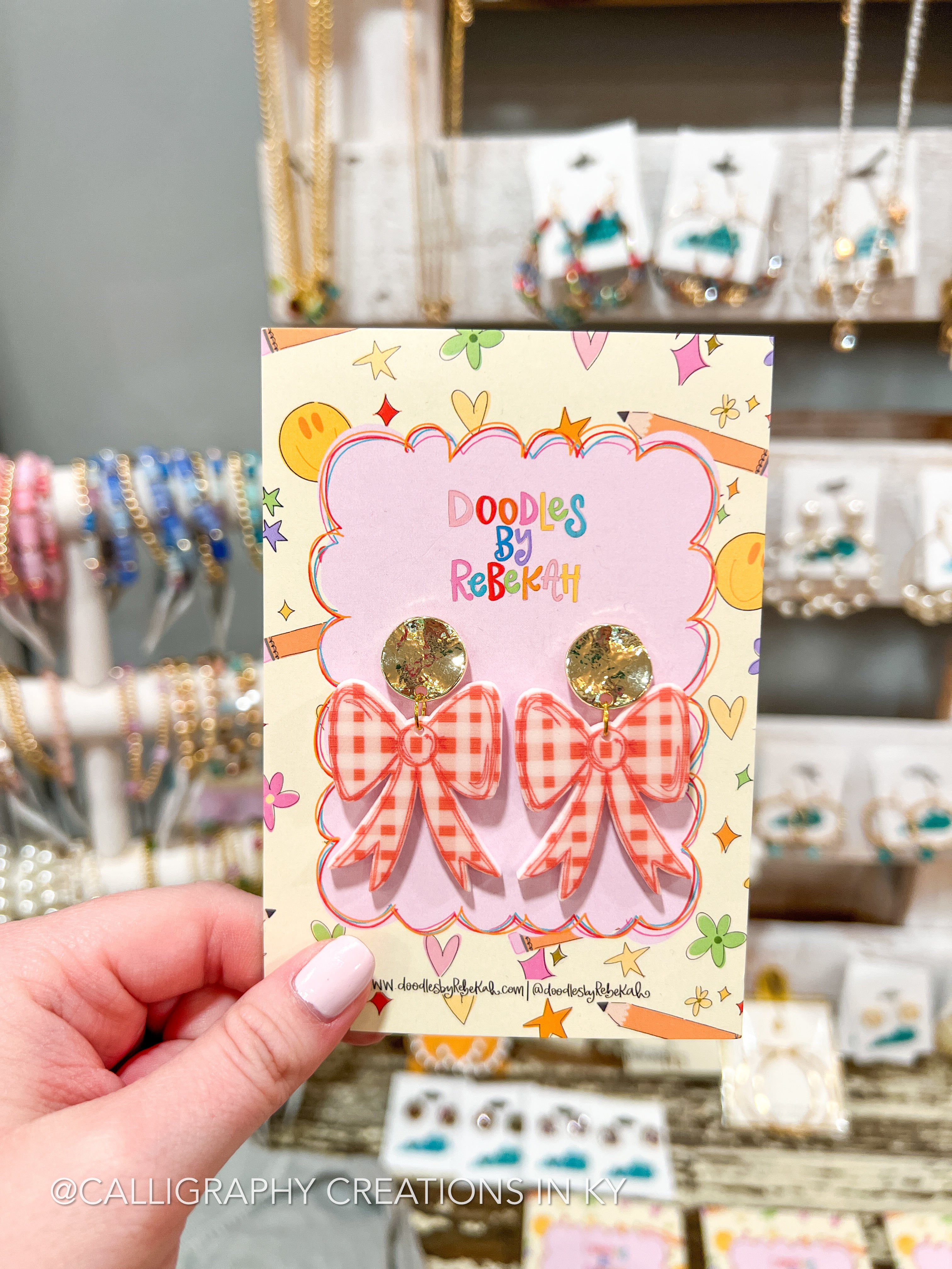 Orange Gingham Bow Earrings • Doodles By Rebekah