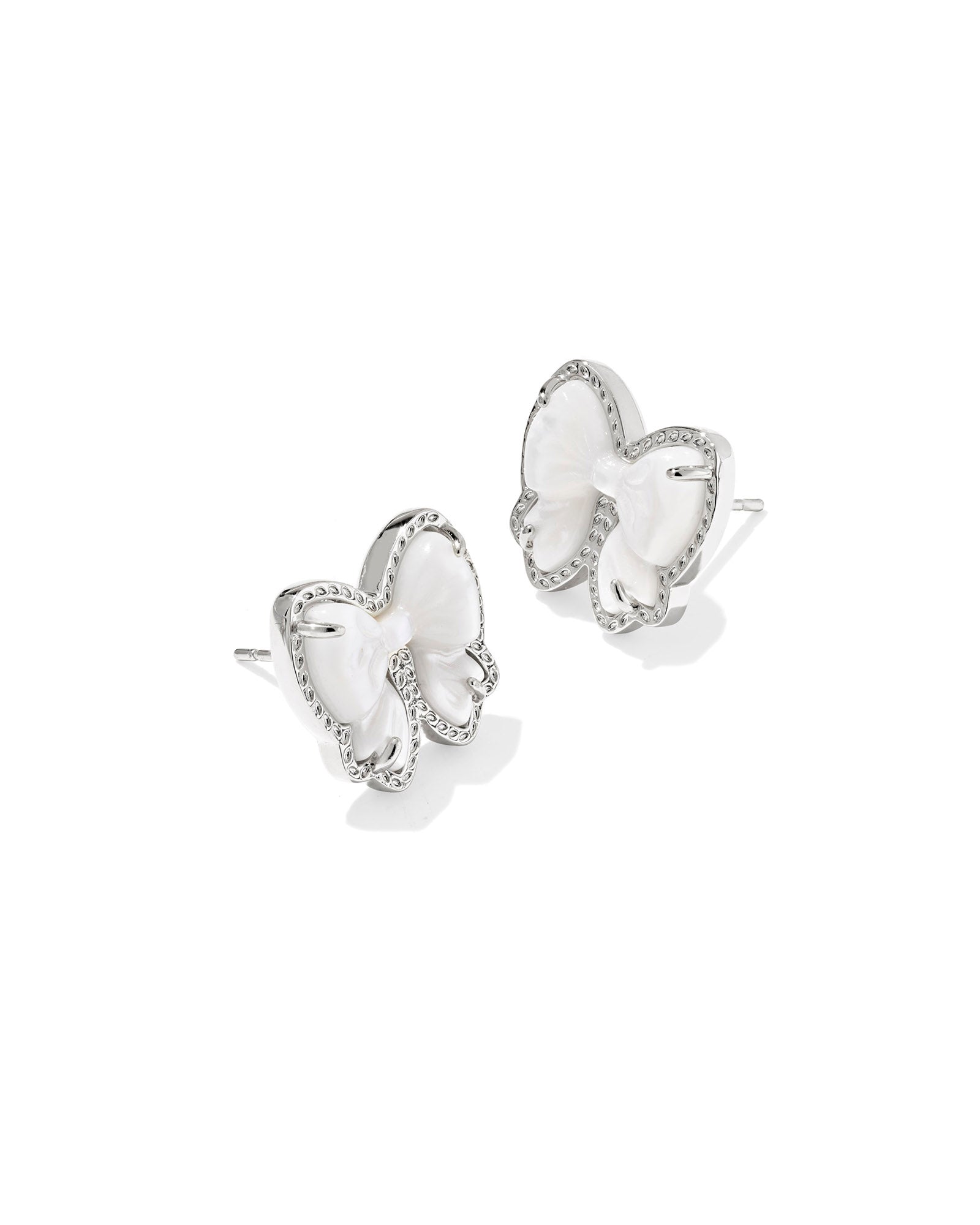 Kendra Scott Haley Bow Stud Earrings - Silver Ivory Mother Of Pearl