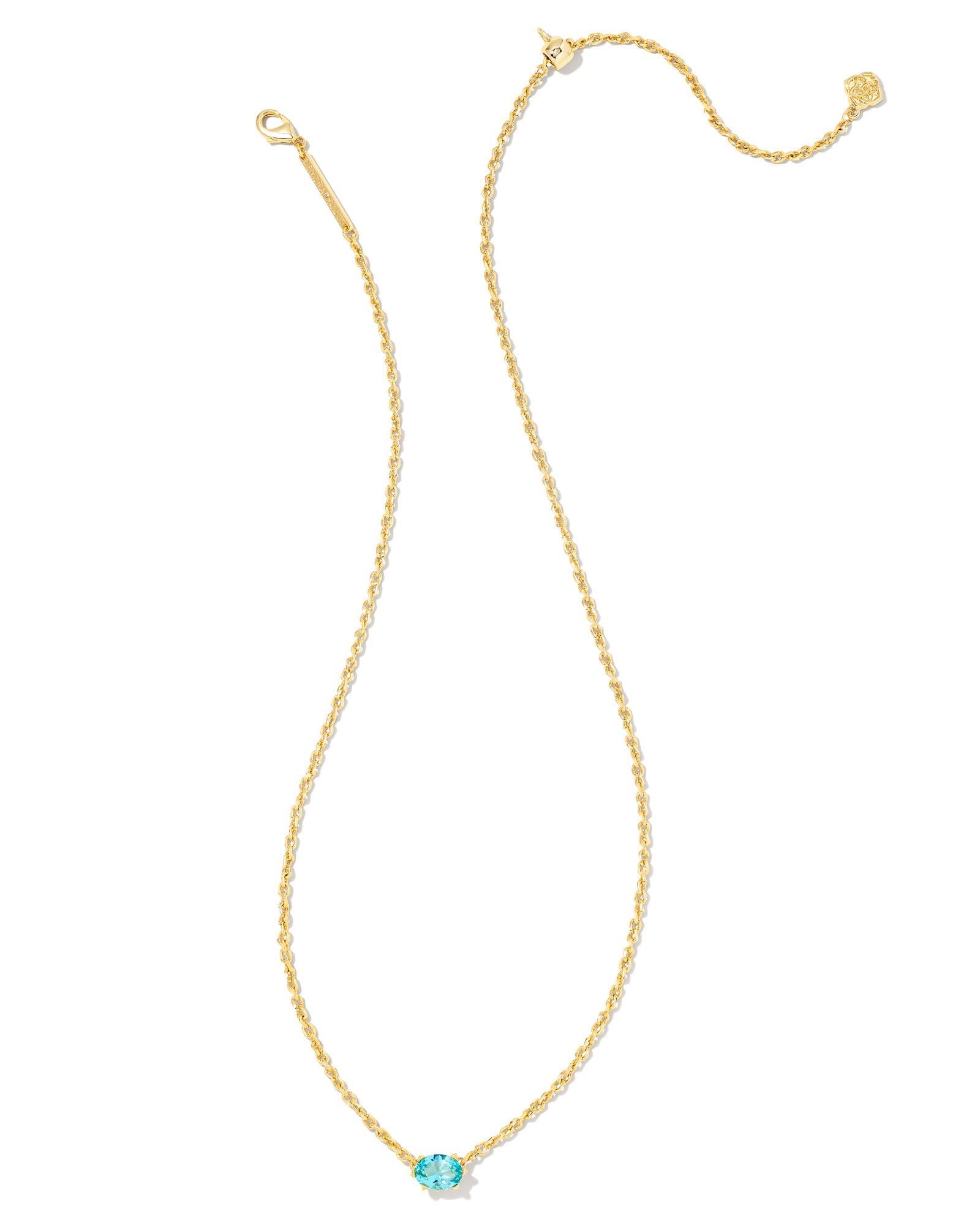 Kendra Scott Cailin Pendant Necklace - Gold Aqua Crystal