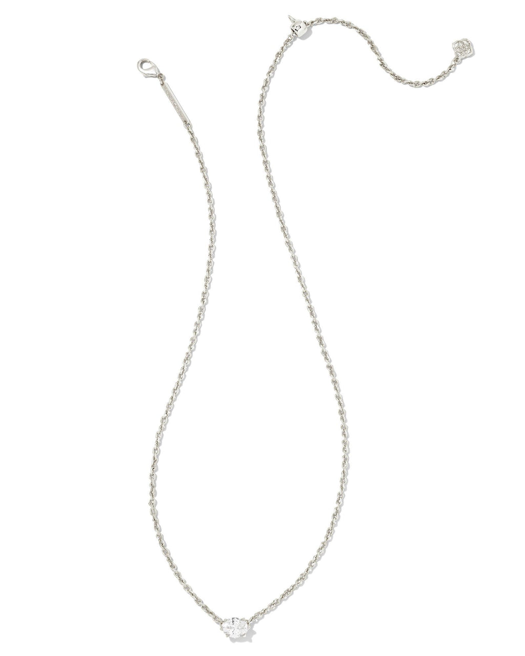Kendra Scott Cailin Pendant Necklace - Rhodium Metal White CZ