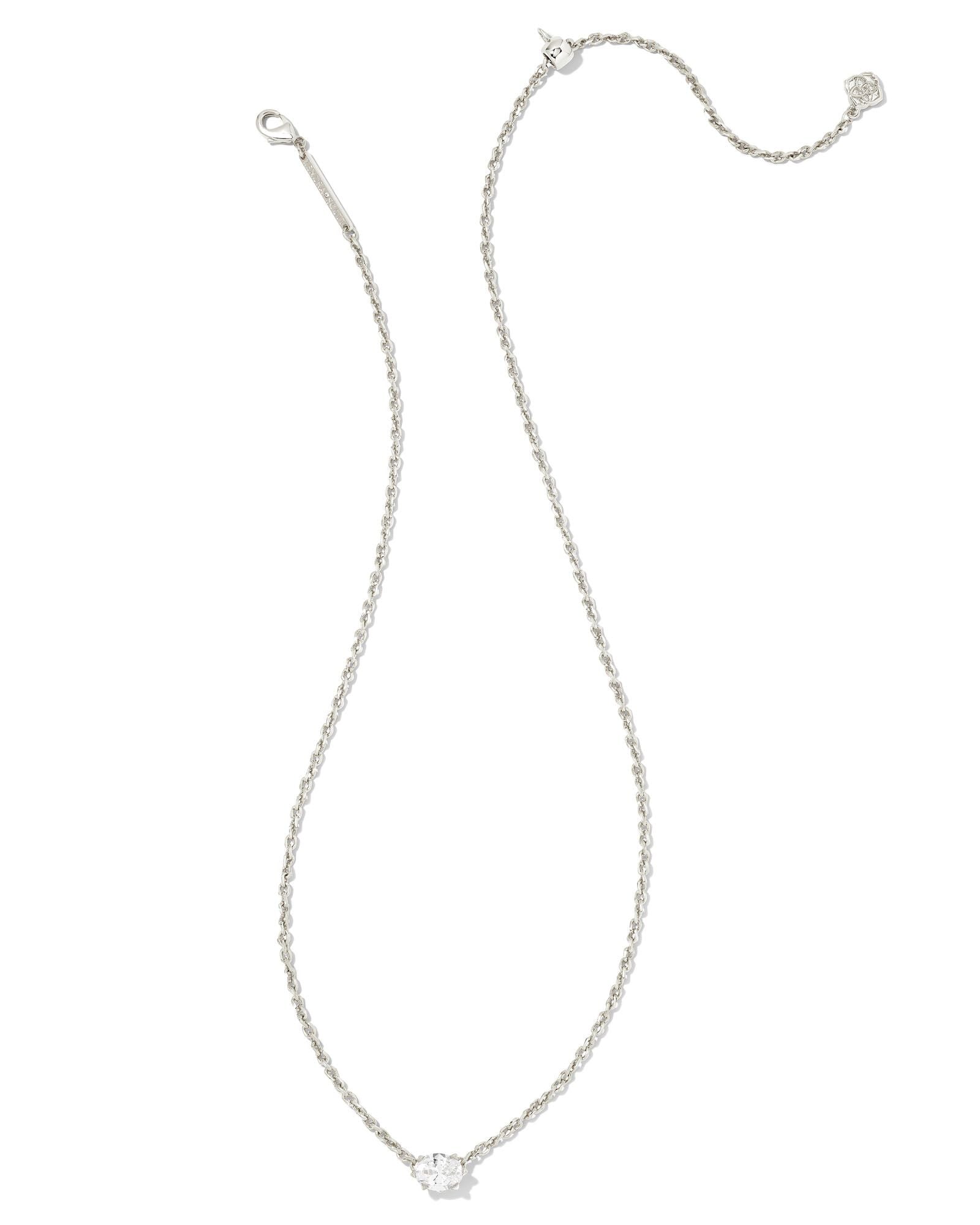 Kendra Scott Cailin Pendant Necklace - Rhodium Metal White CZ