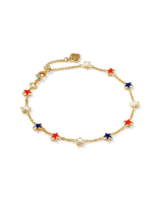 Kendra Scott Sierra Star Delicate Chain Bracelet - Gold Red White Blue Mix