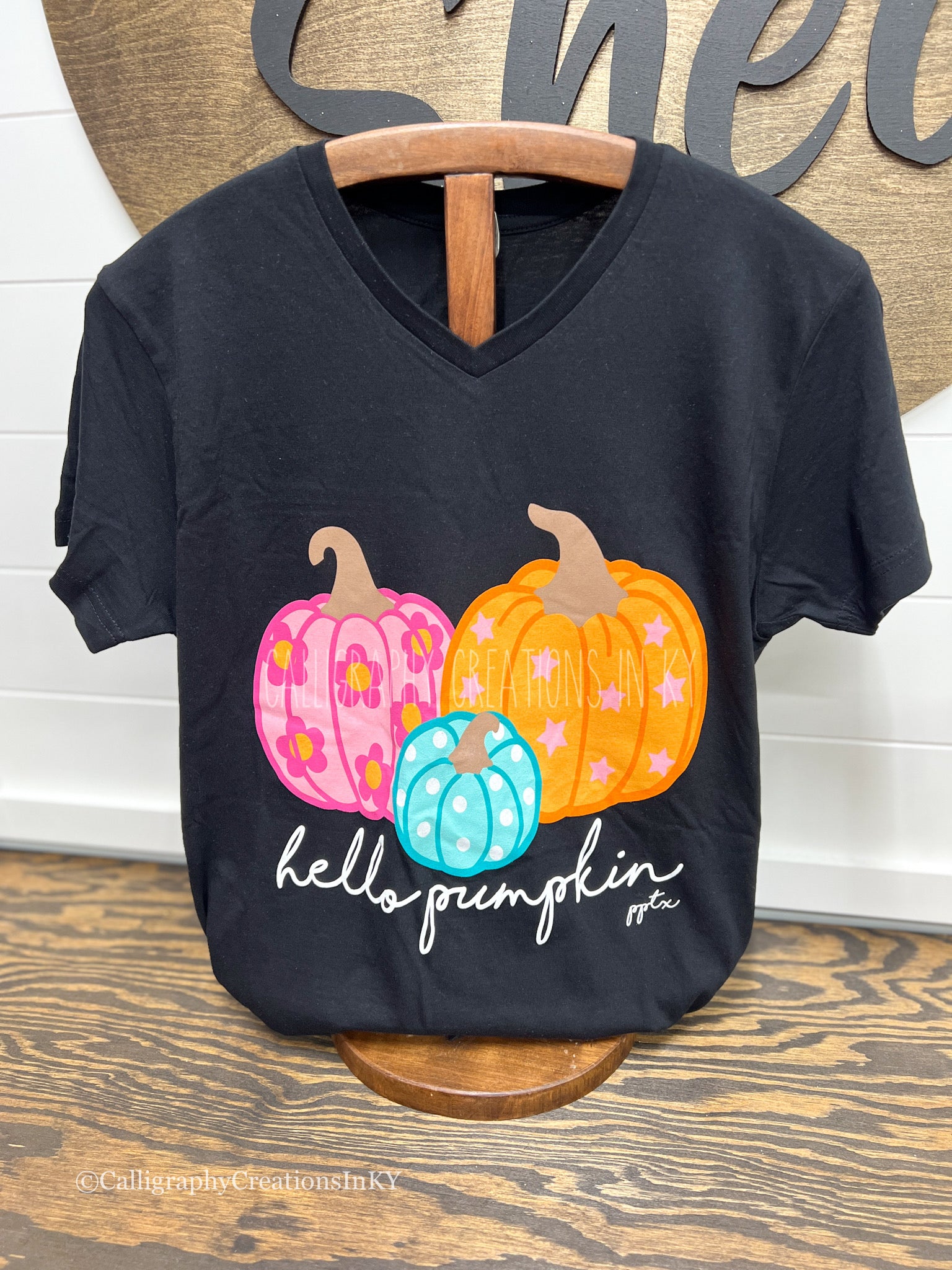 Hello Pumpkin V-Neck Tee *FINAL SALE*
