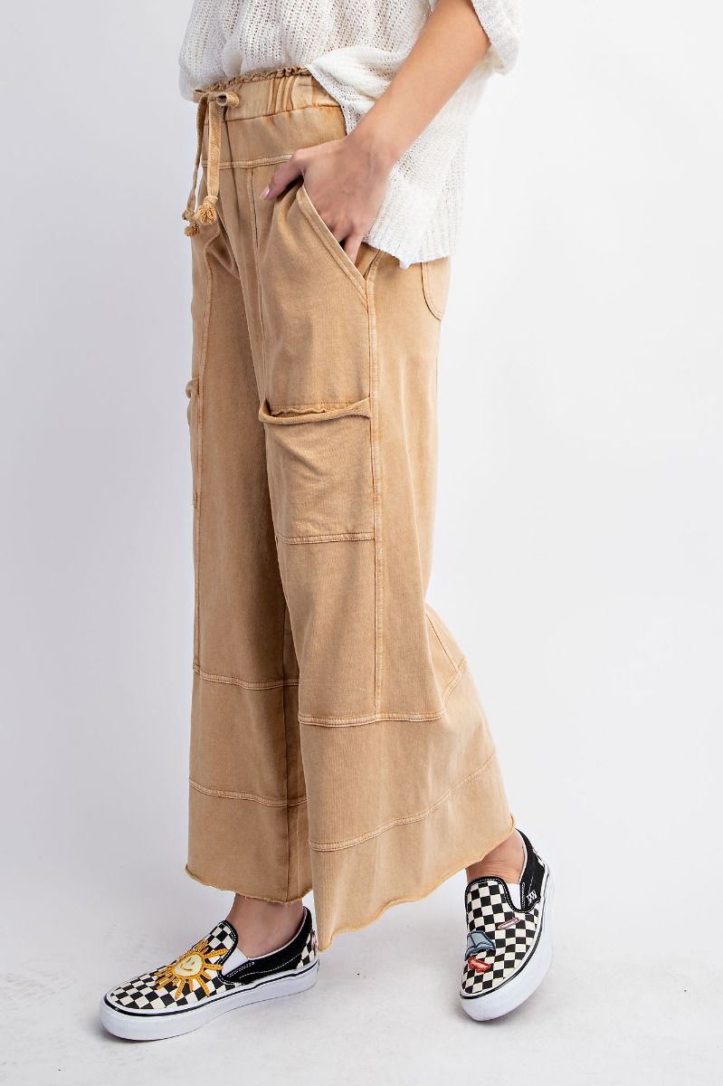 Camel • Mineral Washed Terry Knit Pants