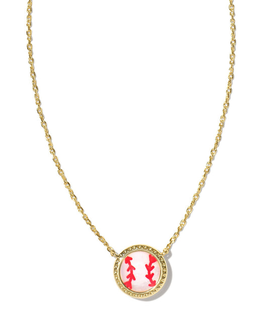 Kendra Scott Baseball Short Pendant Necklace - Gold Ivory Mother Of Pearl