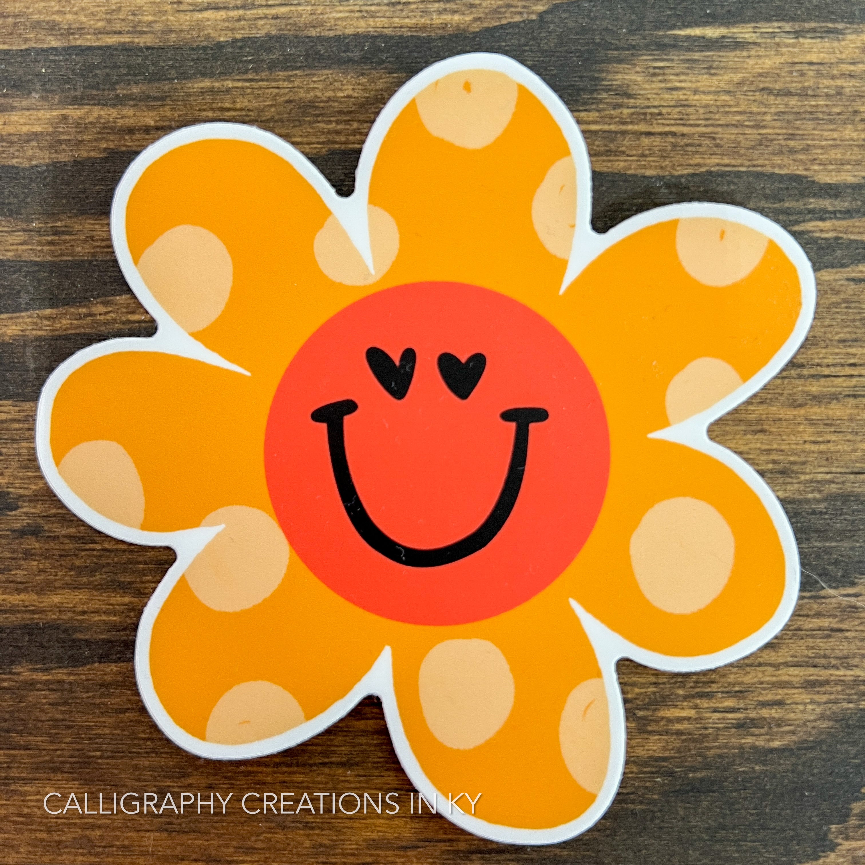 Orange Happy Flower Sticker - Doodles By Rebekah