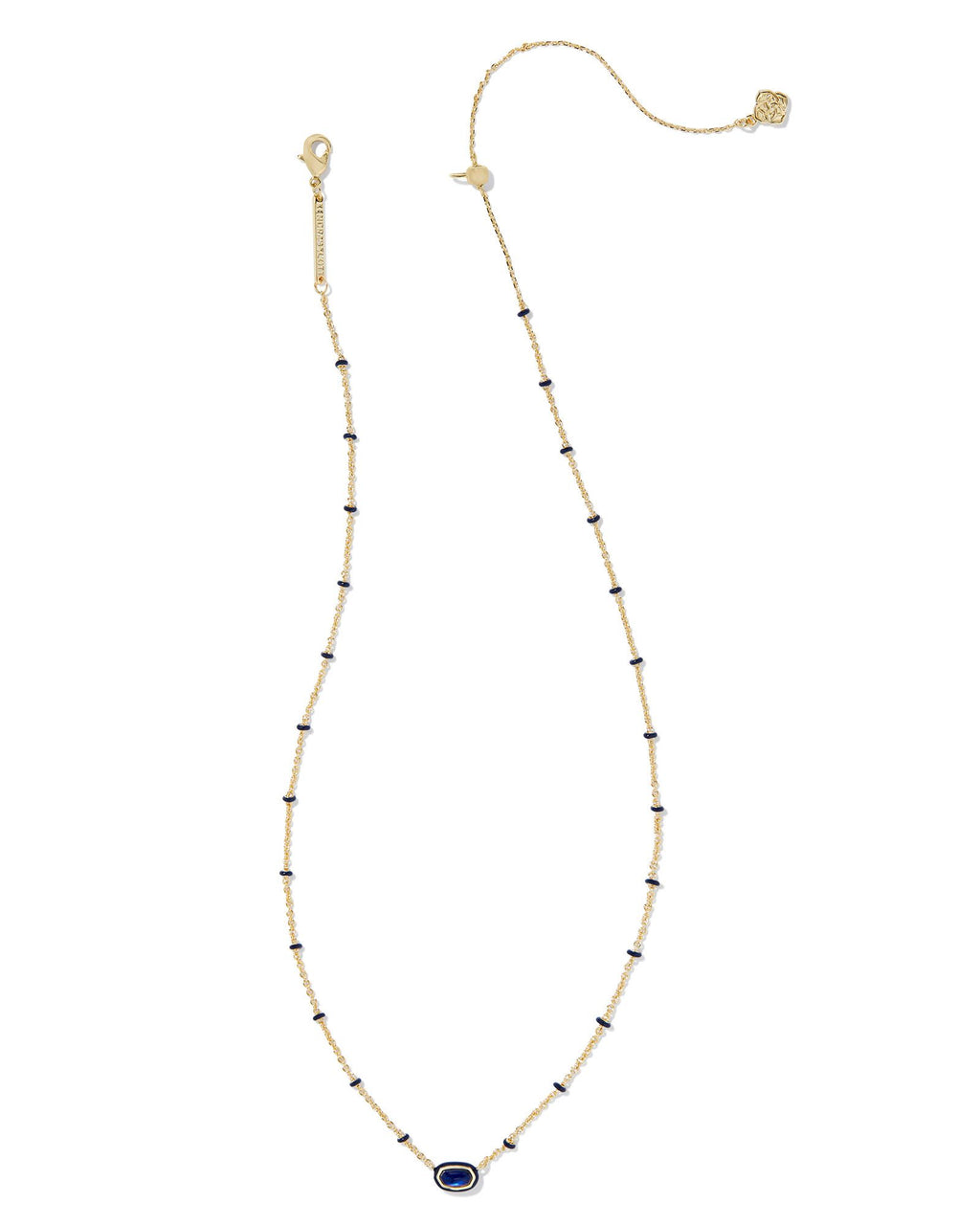 Kendra Scott Mini Elisa Enamel Frame Short Pendant Necklace - Gold Navy Mother Of Pearl