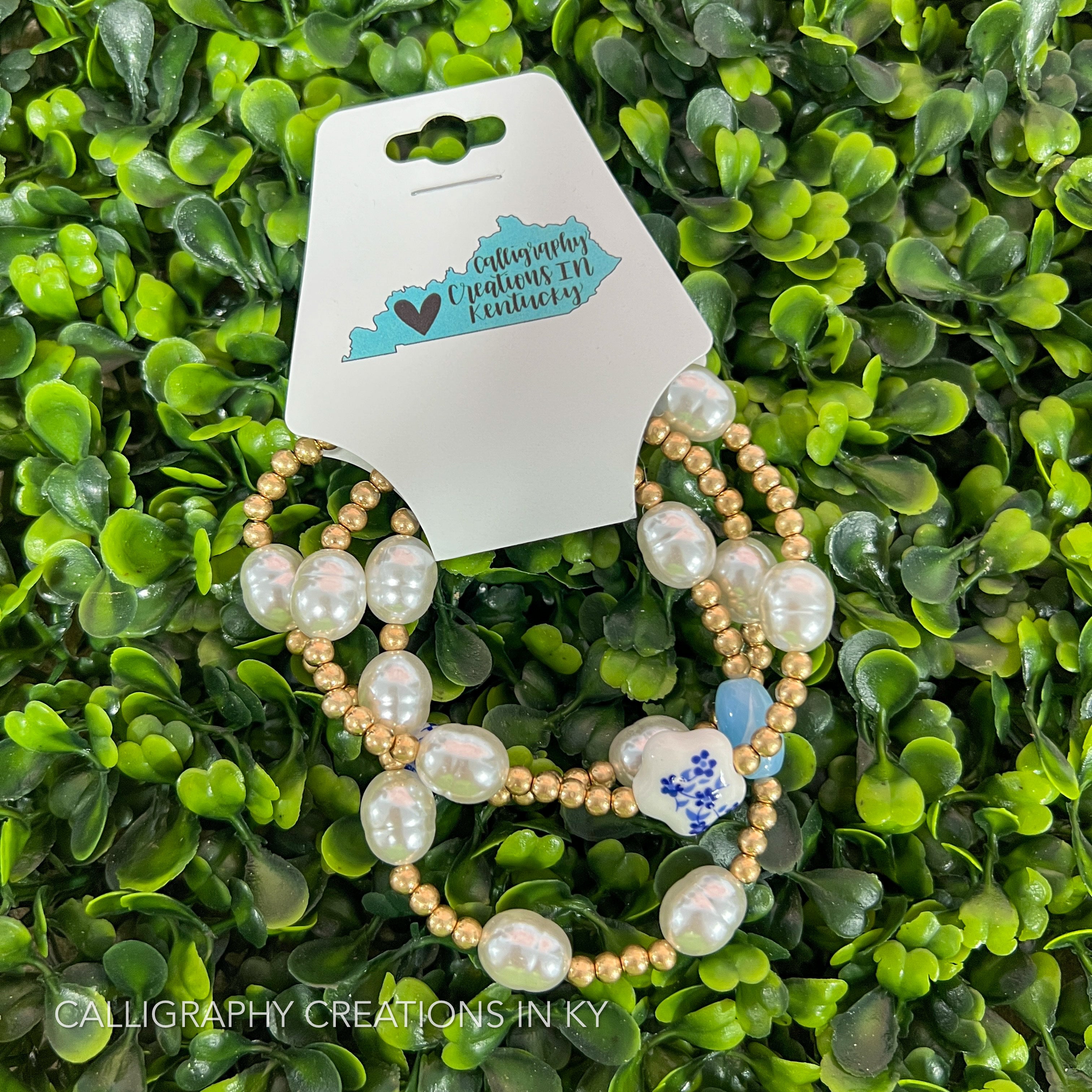 Blues & Pearls Bracelet Set