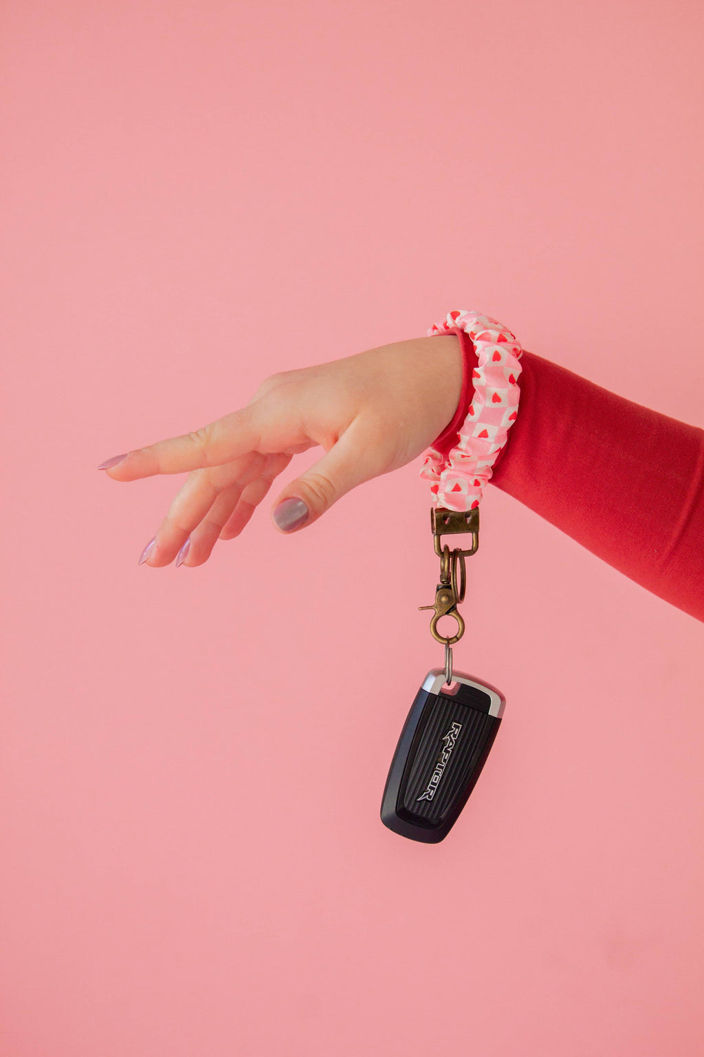 Heart Checked Scrunchie Keychain