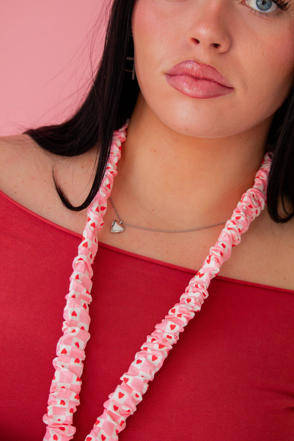 Hearted Check Scrunchie Lanyard