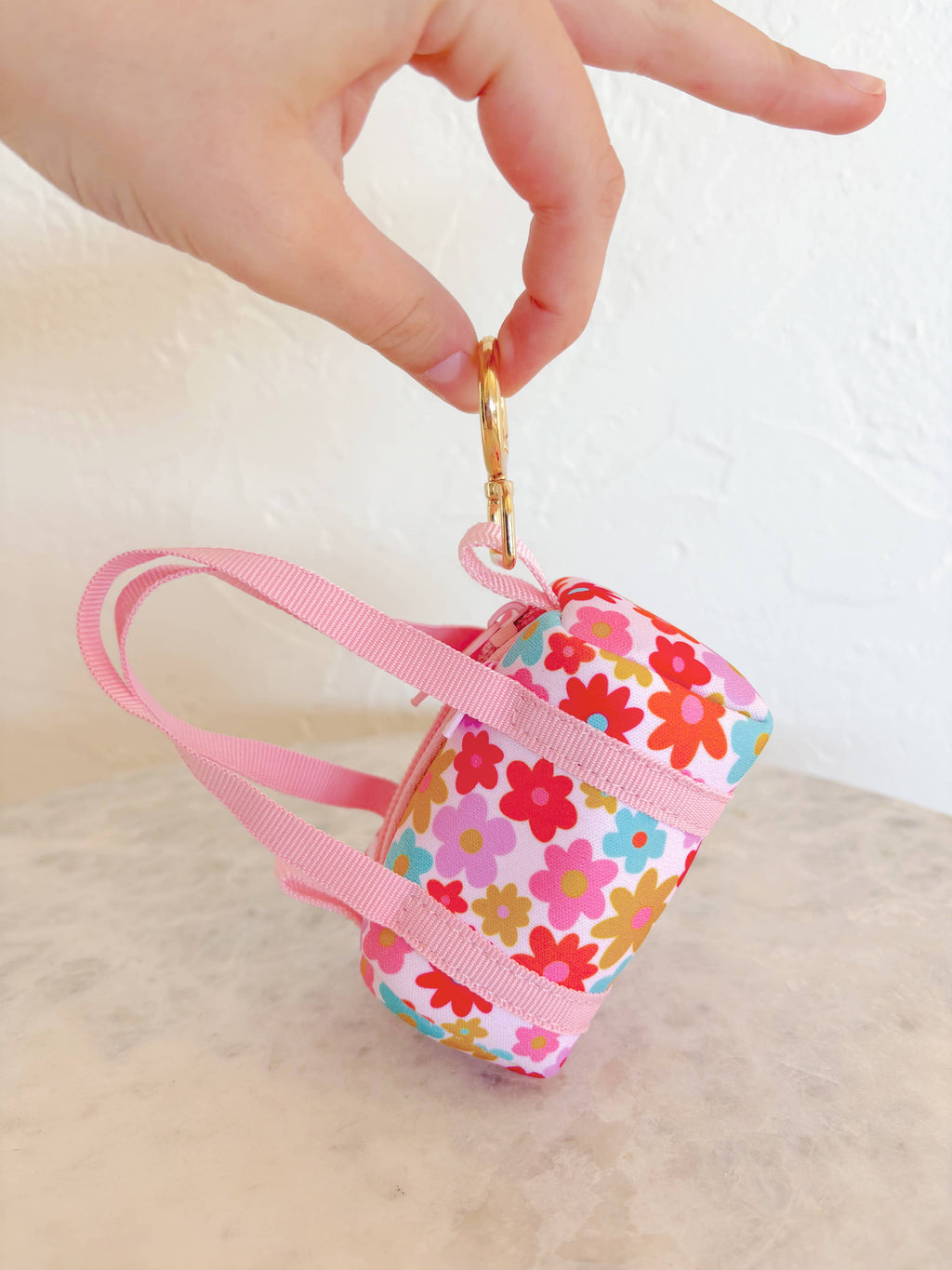 Bag Charm - Mini Purse Keychain - Retro Floral