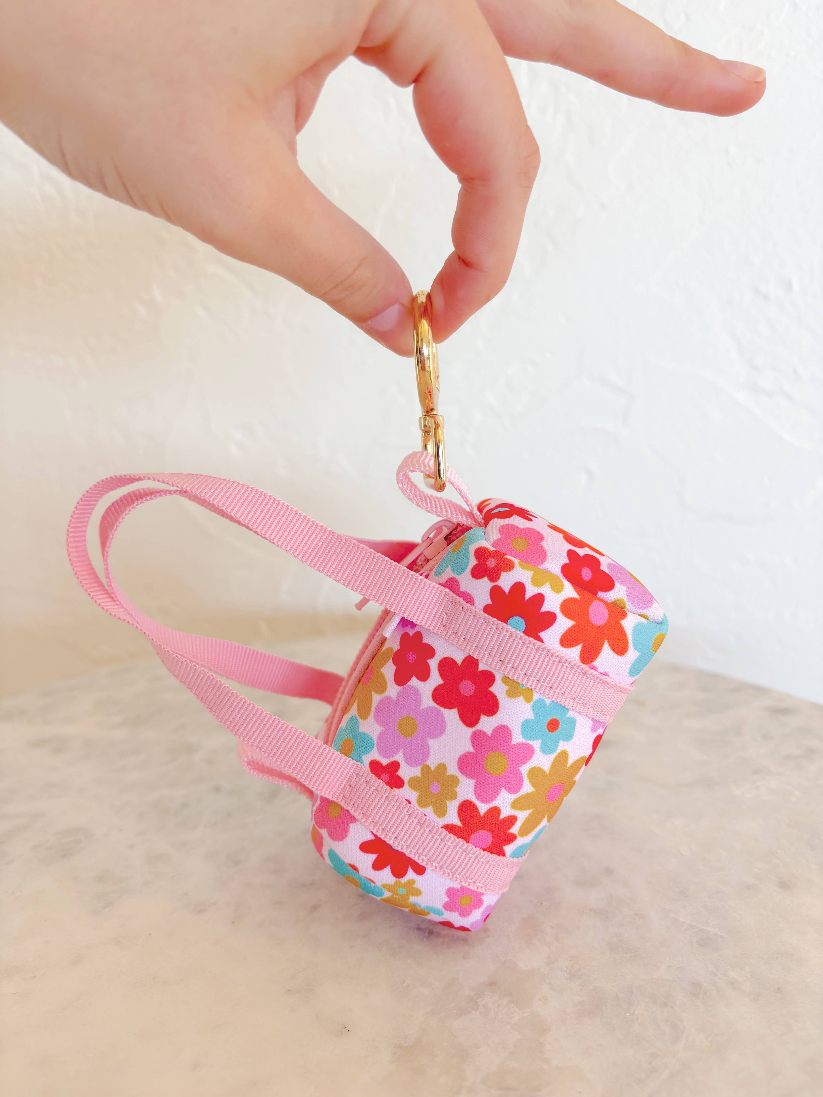 Bag Charm - Mini Purse Keychain - Retro Floral