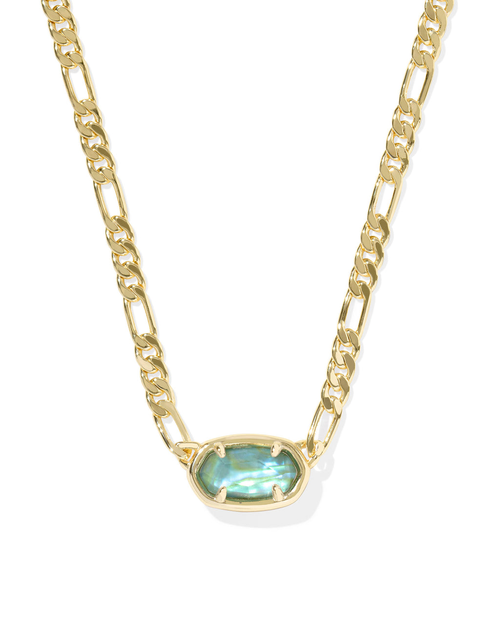 Kendra Scott Elisa Figaro Chain Short Pendant Necklace - Gold Deep Aqua Illusion
