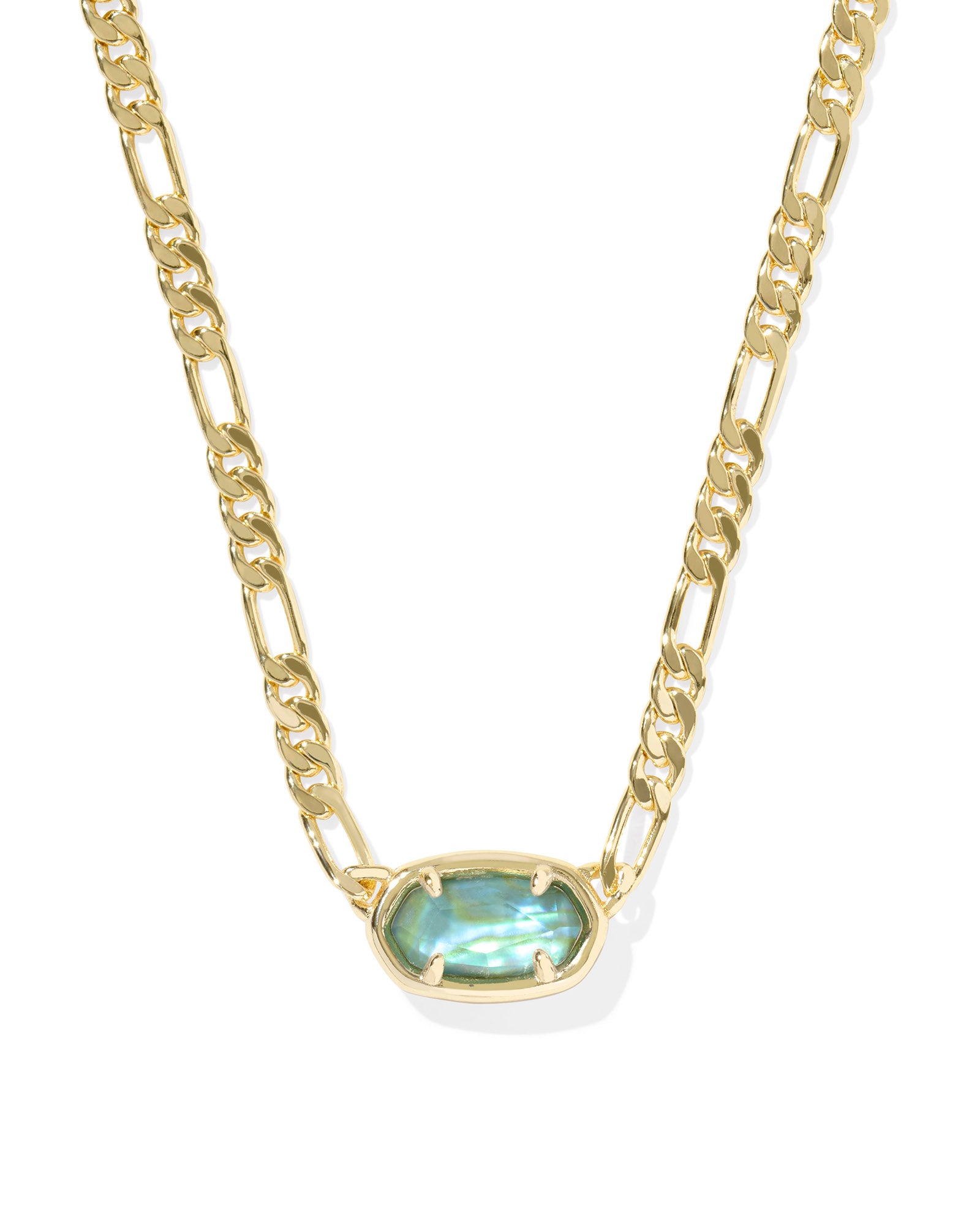 Kendra Scott Elisa Figaro Chain Short Pendant Necklace - Gold Deep Aqua Illusion