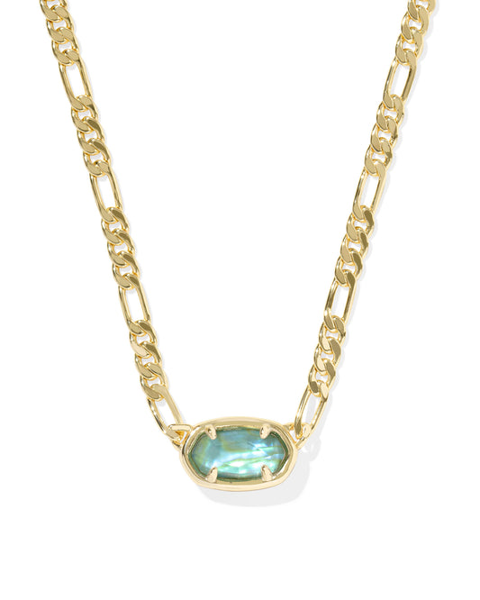 Kendra Scott Elisa Figaro Chain Short Pendant Necklace - Gold Deep Aqua Illusion