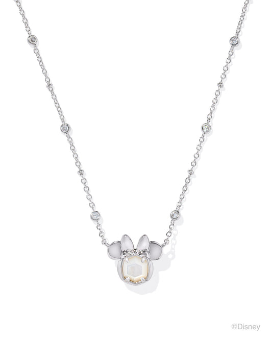 Disney | Kendra Scott Minnie Mouse Short Pendant Necklace - Silver White Pearl