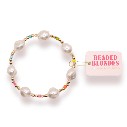 Rainbow Sadie Beaded Blondes Bracelet: Standard 6.75 inch