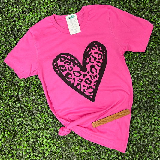 Pink Leopard Heart Tee FINAL SALE
