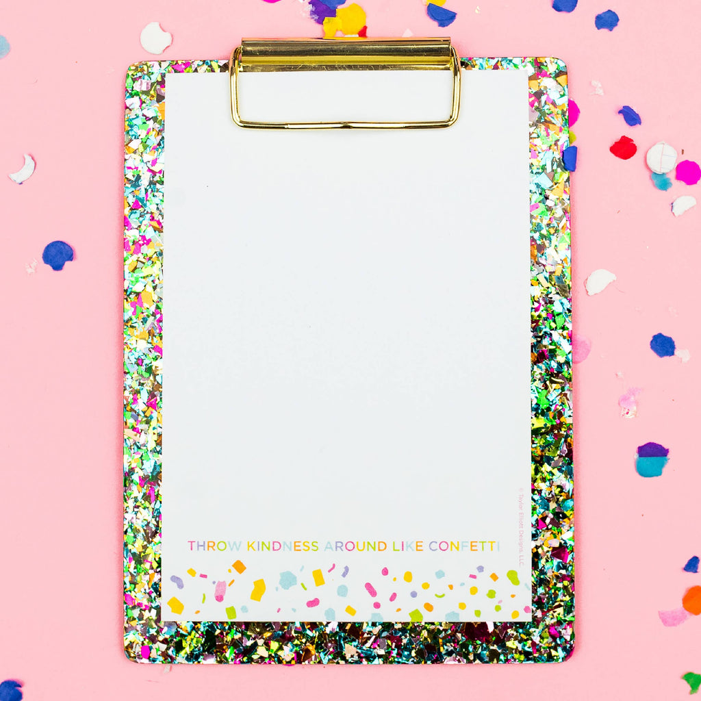 Mini Acrylic Clipboard & Notepad - Colorful Confetti