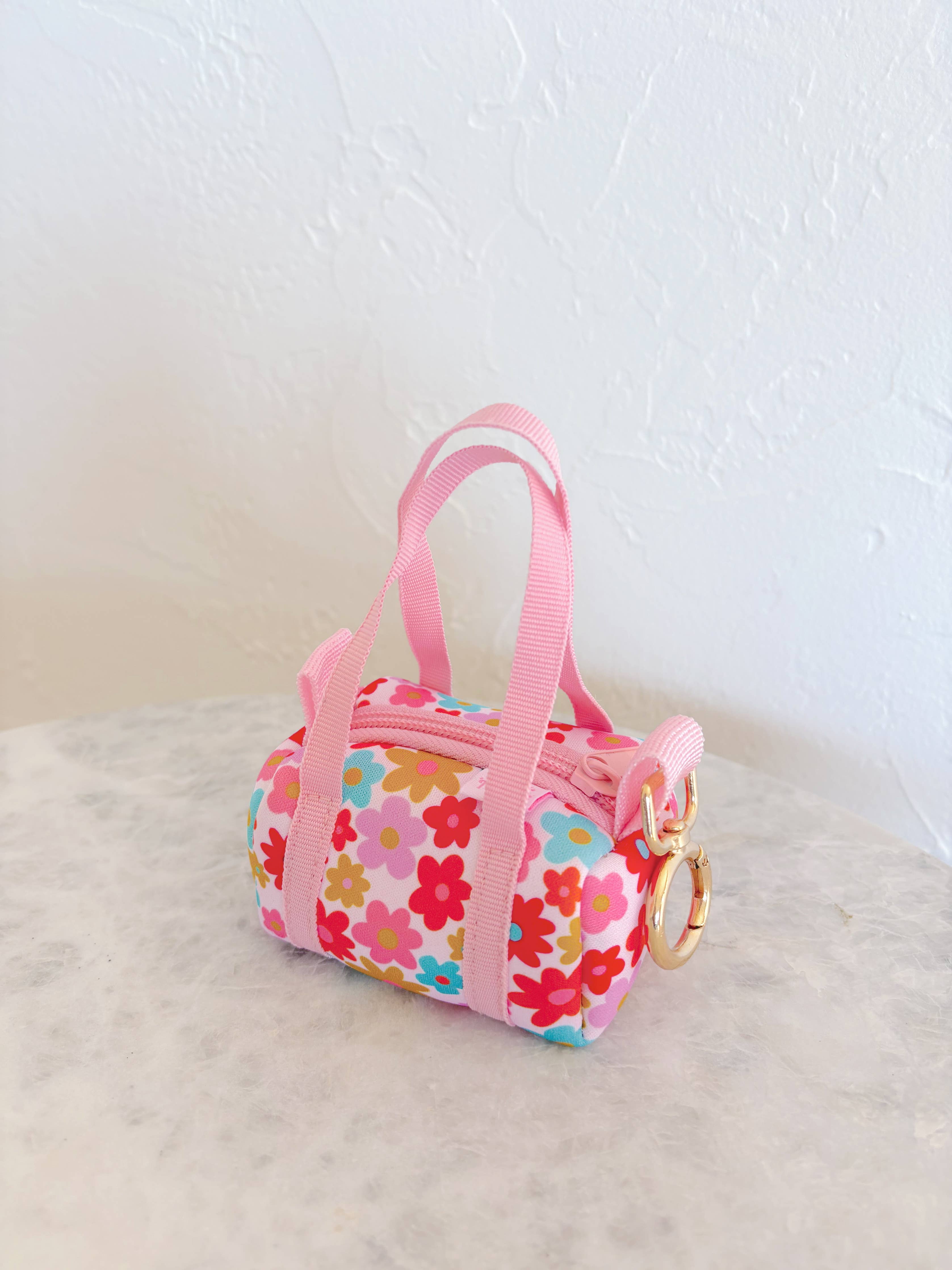 Bag Charm - Mini Purse Keychain - Retro Floral
