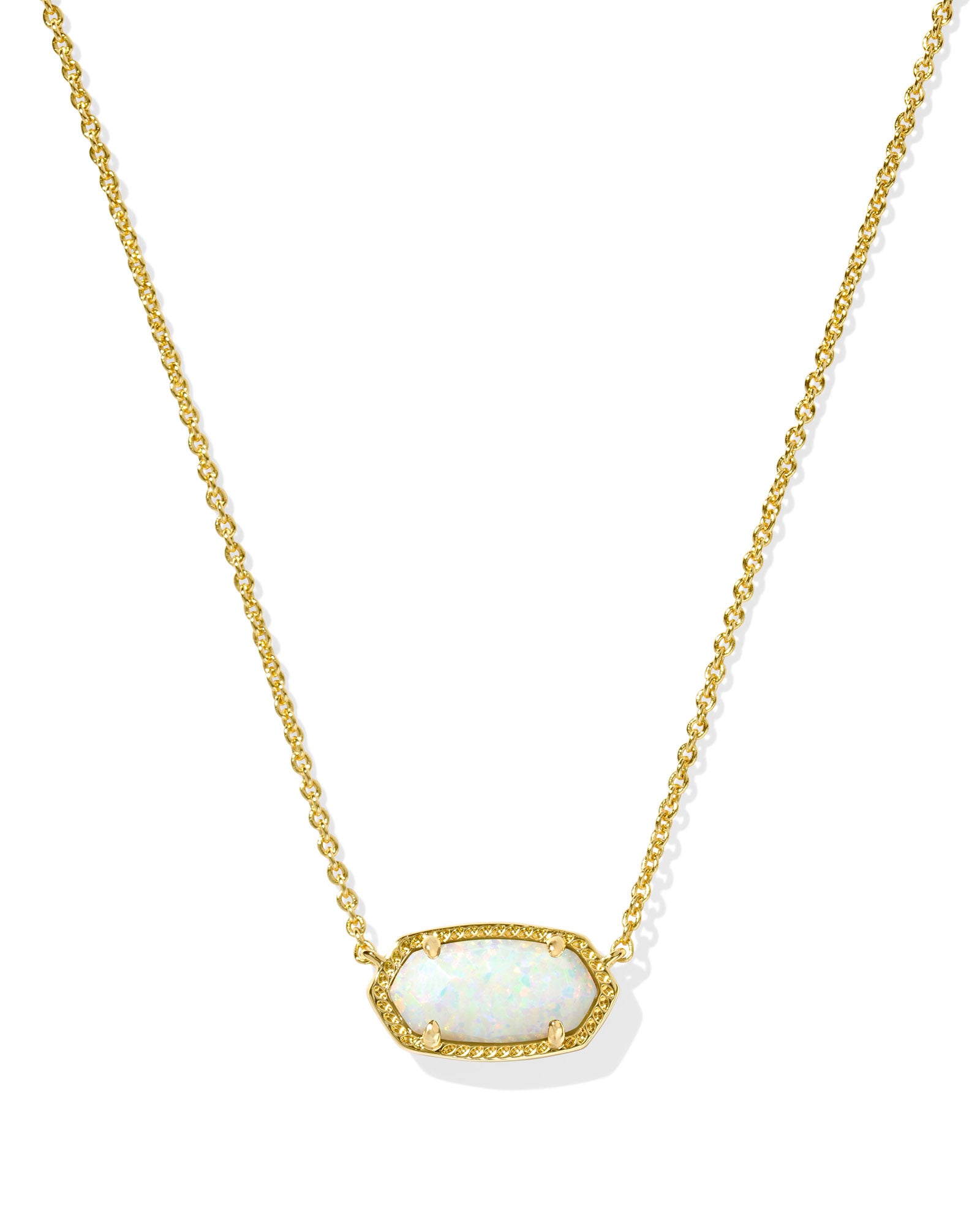 Kendra Scott Elisa Pendant Necklace - Gold Light Yellow Kyocera Opal