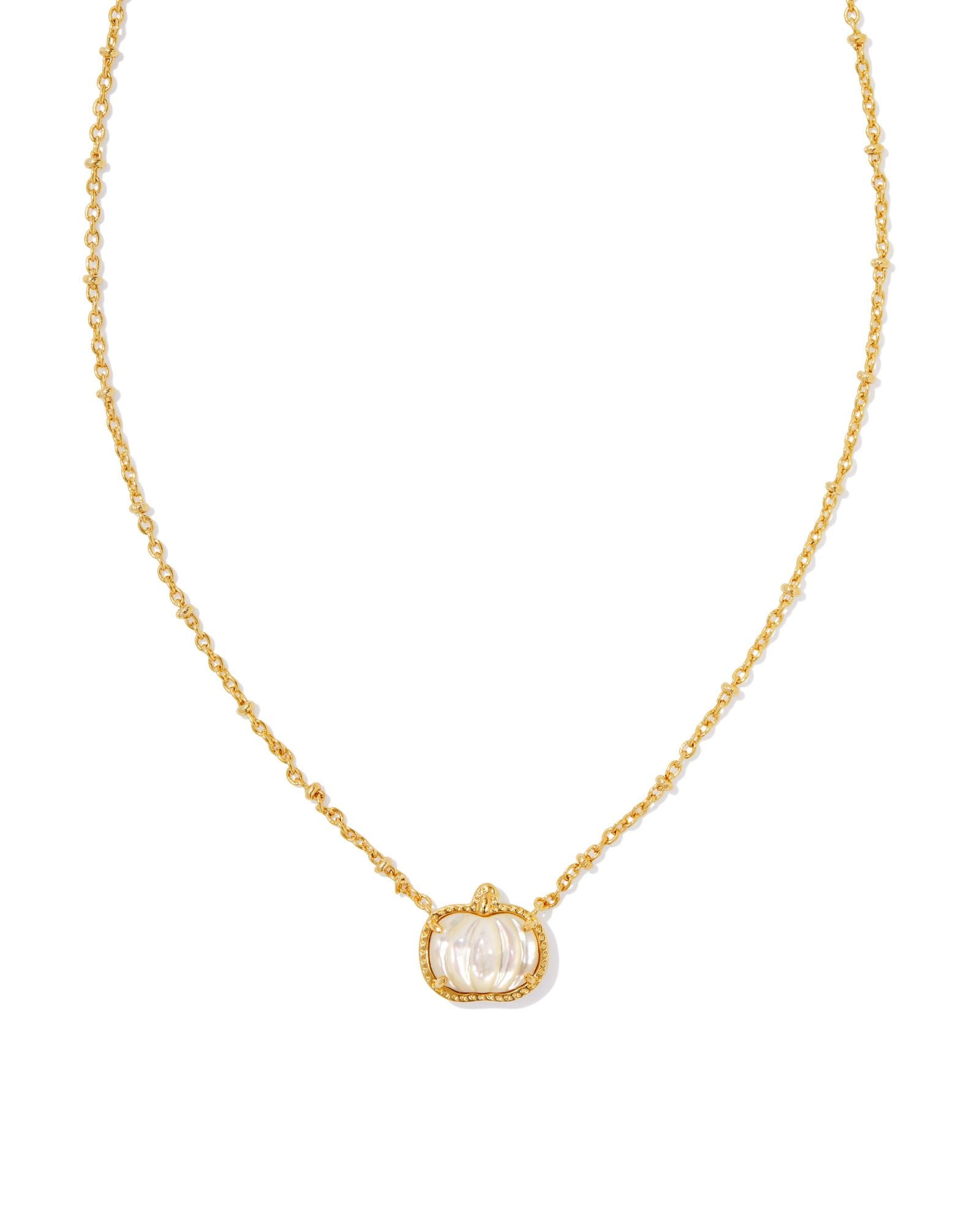 Kendra Scott Pumpkin Short Pendant Necklace - Gold Ivory Mother Of Pearl