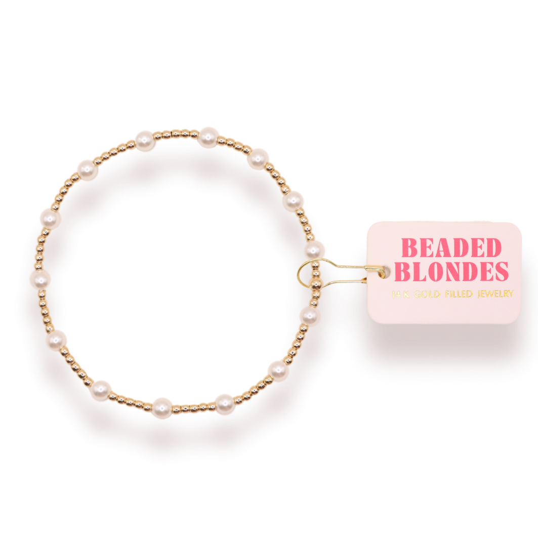 June Pearl Bracelet: Standard 6.75 inch | Beaded Blondes