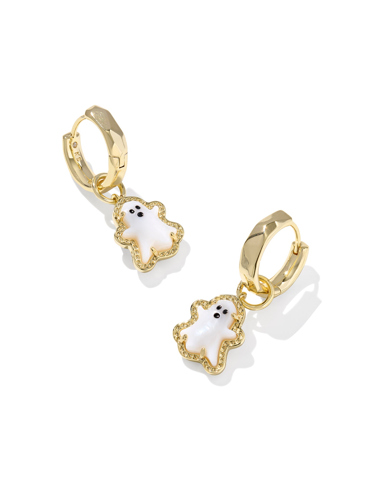 Kendra Scott Ghost Huggie Earrings - Gold White Mother Of Pearl