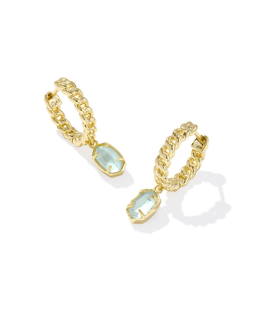 Kendra Scott Emilie Huggie Earrings - Gold Light Blue Illusion