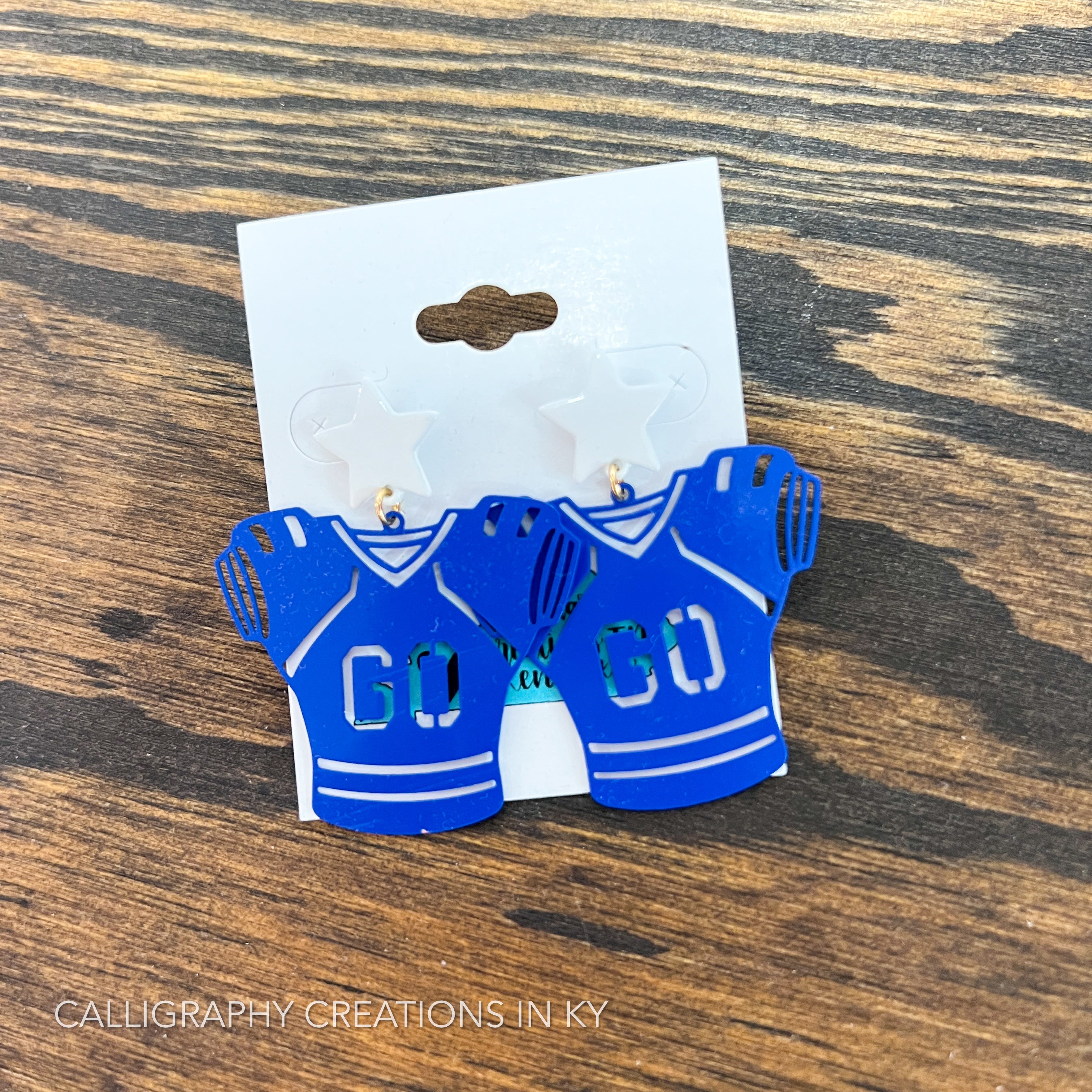 Blue Football Jersey Earrings