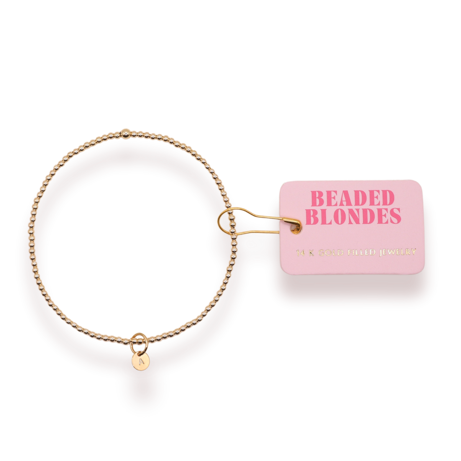 K - Gold Initial Charm Bracelet / Standard 6.75 inch