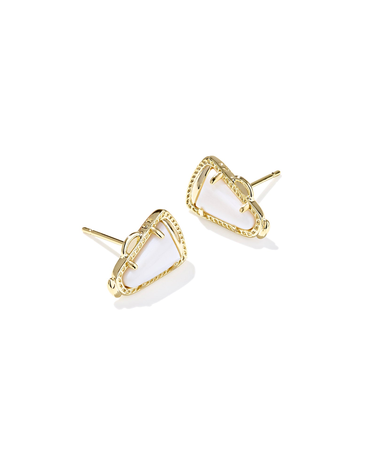 Kendra Scott Cheer Stud Earrings - Gold White Mother Of Pearl