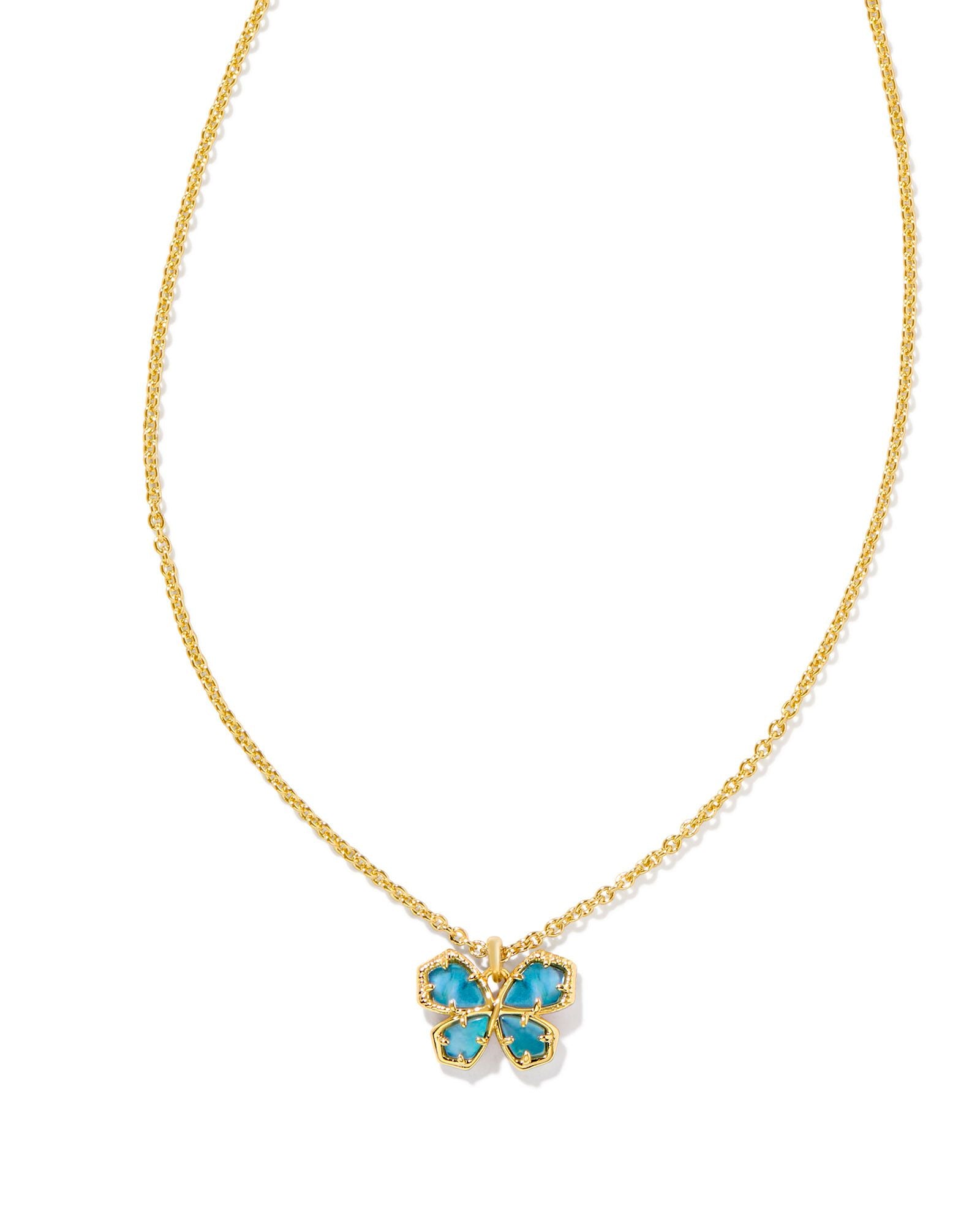 Kendra Scott Mae Butterfly Pendant Necklace-Gold Indigo Watercolor Illusion