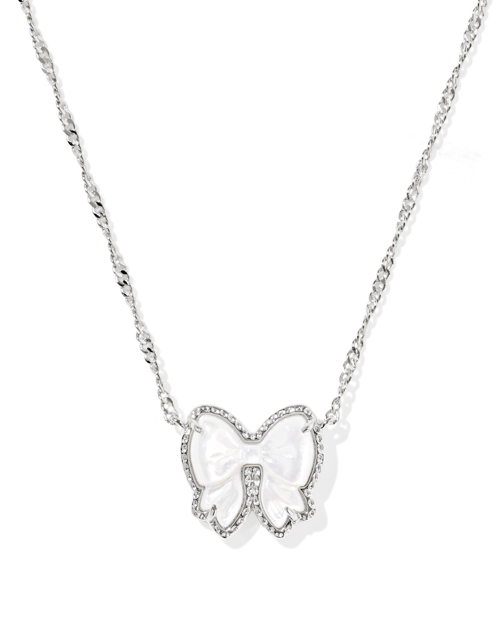 Kendra Scott Haley Bow Short Pendant Necklace - Silver Ivory Mother Of Pearl