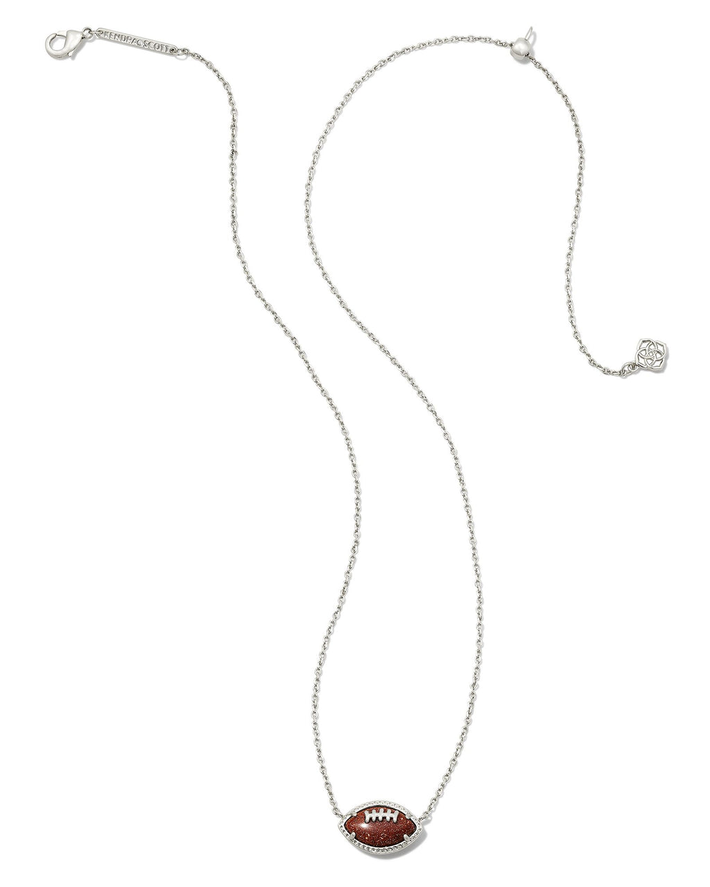 Kendra Scott Football Gold Short Pendant Necklace - Silver Orange Goldstone