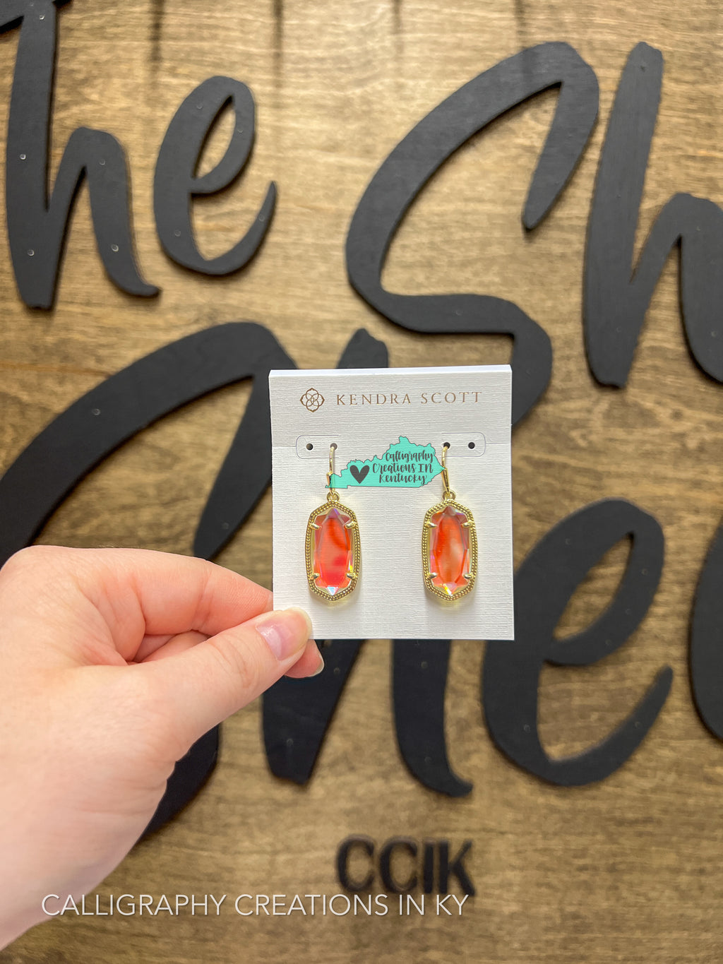Kendra Scott Dani Drop Earrings - Gold Dichroic Glass