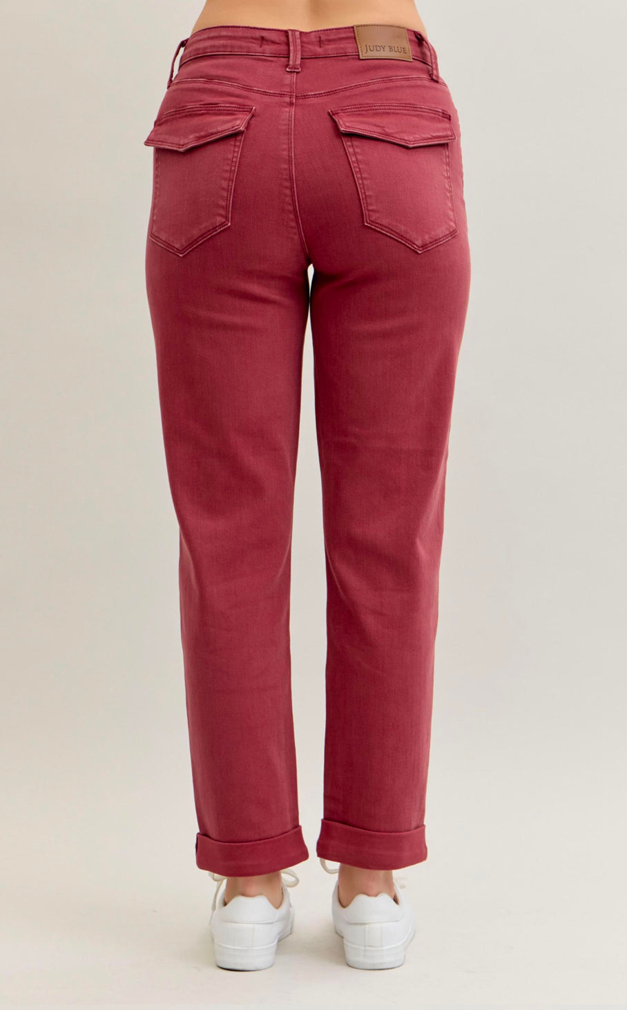 Burgundy Cuffed Jeans  • Judy Blue