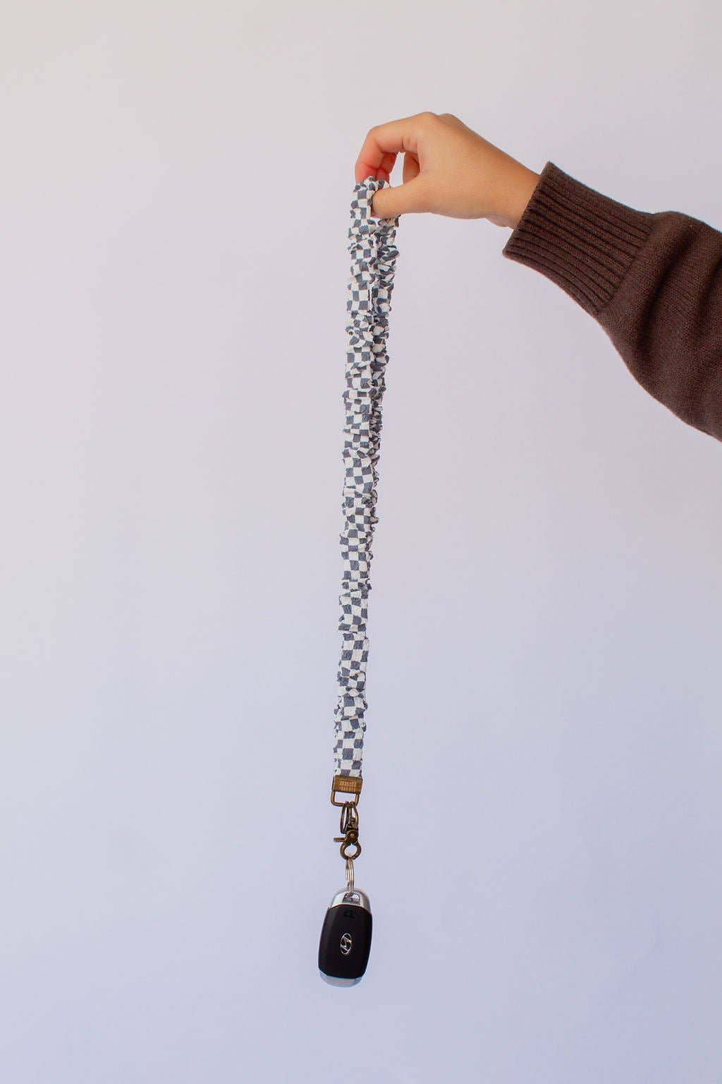 Andi x Rad Rev Grey Checkered Scrunchie Lanyard