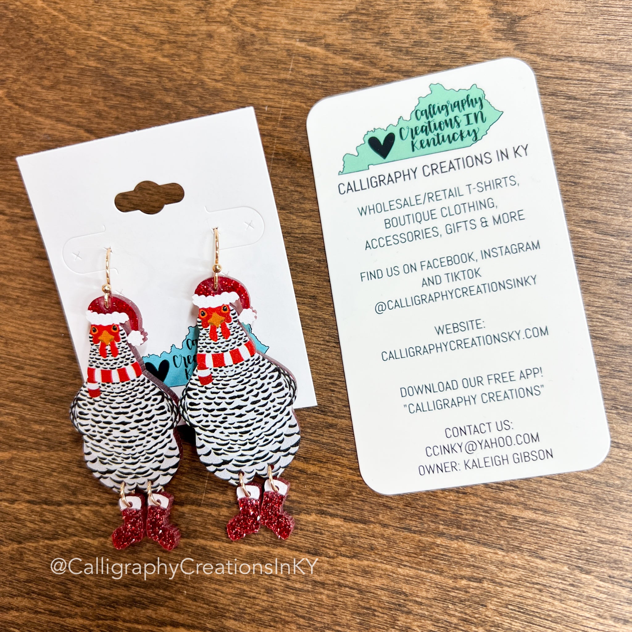 Christmas Chicken Dangle Earrings
