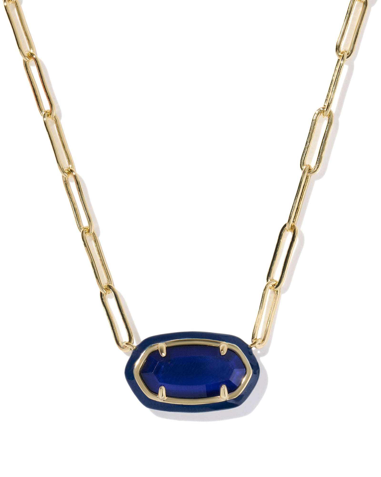 Kendra Scott Elisa Enamel Frame Paperclip Necklace - Gold Black Agate