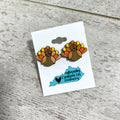 Wood Turkey Stud Earrings