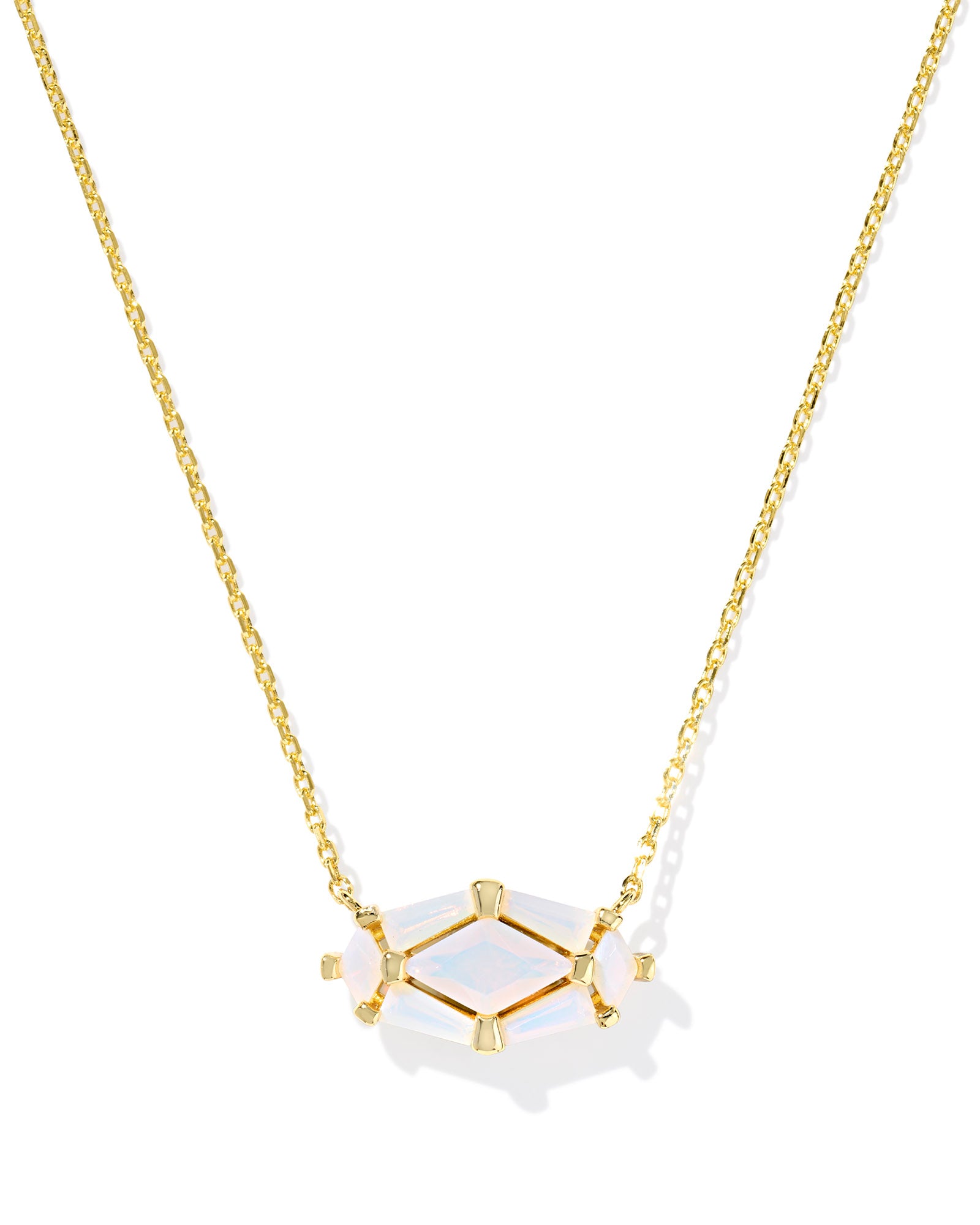 Kendra Scott Lindy Rae Elisa Short Pendant Necklace - Gold White Opalite Crystal