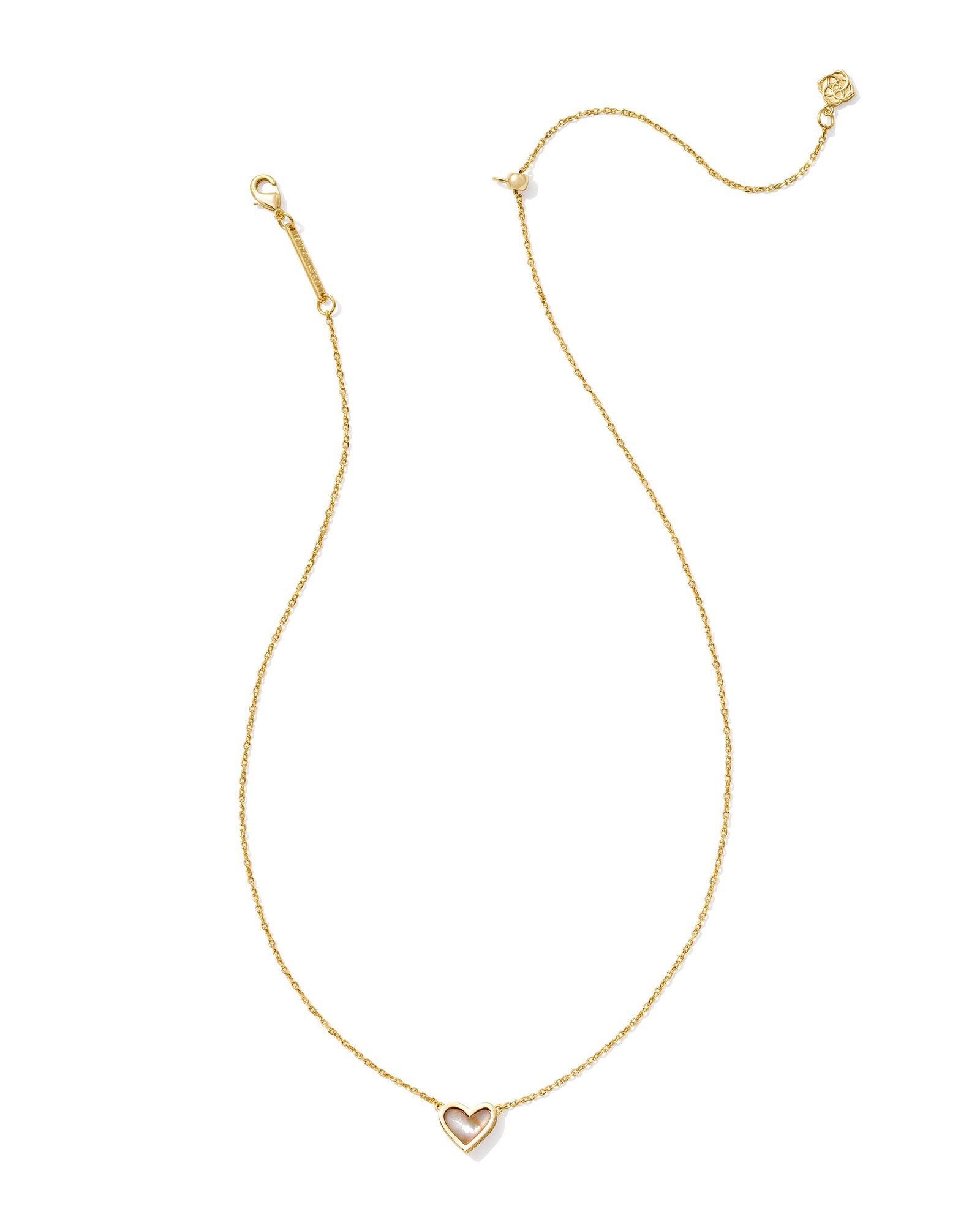 Kendra Scott Framed Ari Heart Short Pendant Necklace - Gold Iridescent Abalone