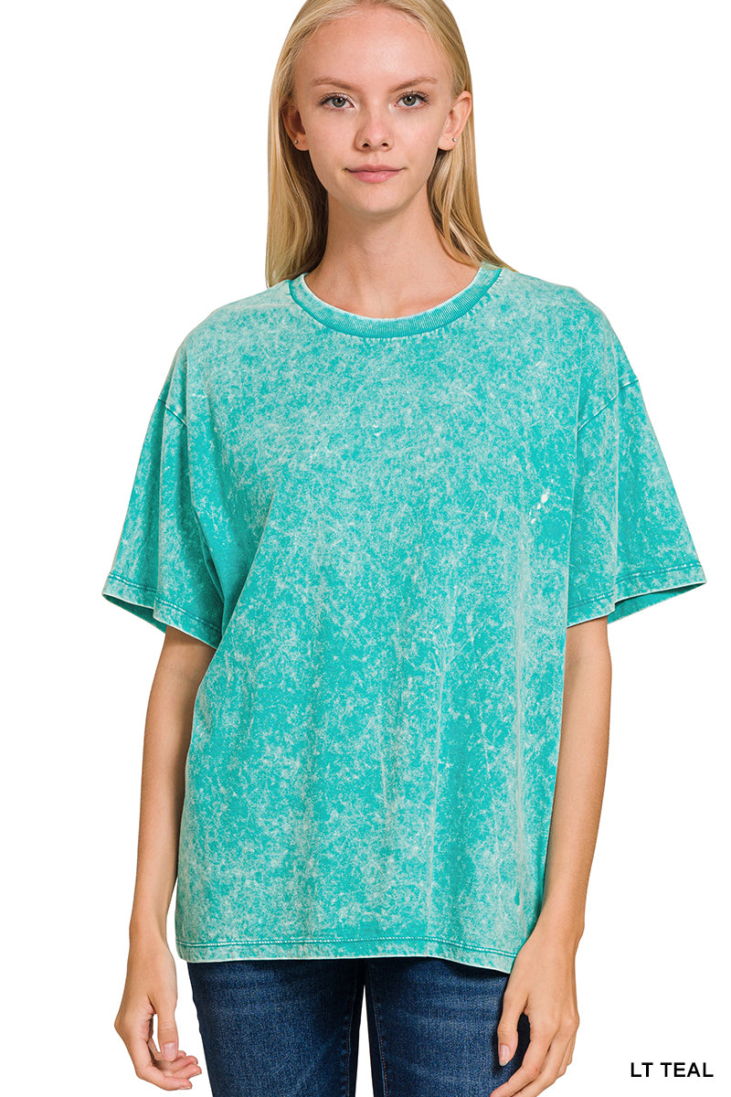 Light Teal | Washed Short Sleeve Top *FINAL SALE*
