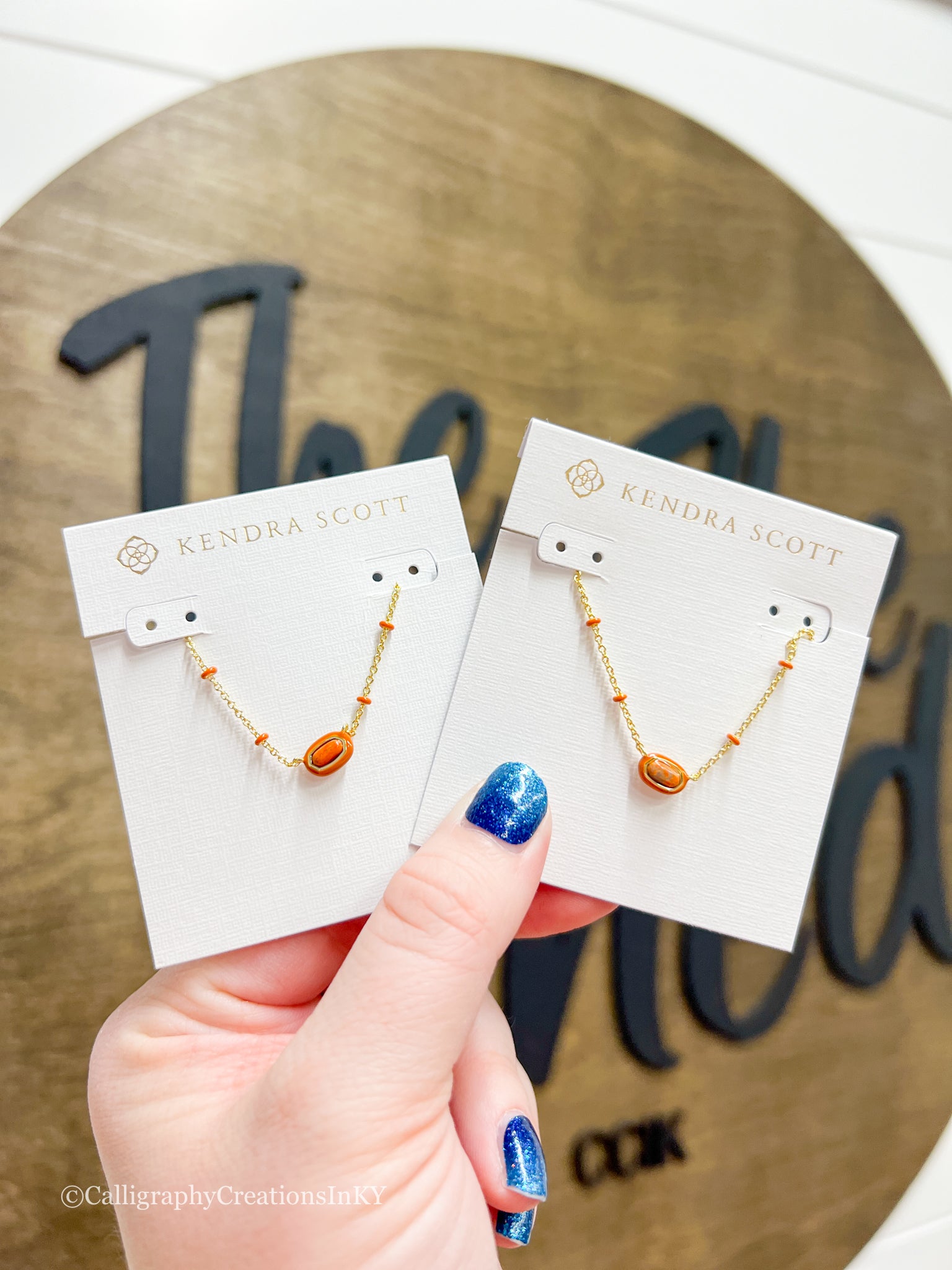 Kendra Scott Mini Elisa Enamel Frame Short Pendant Necklace - Gold Variegated Orange Magensite