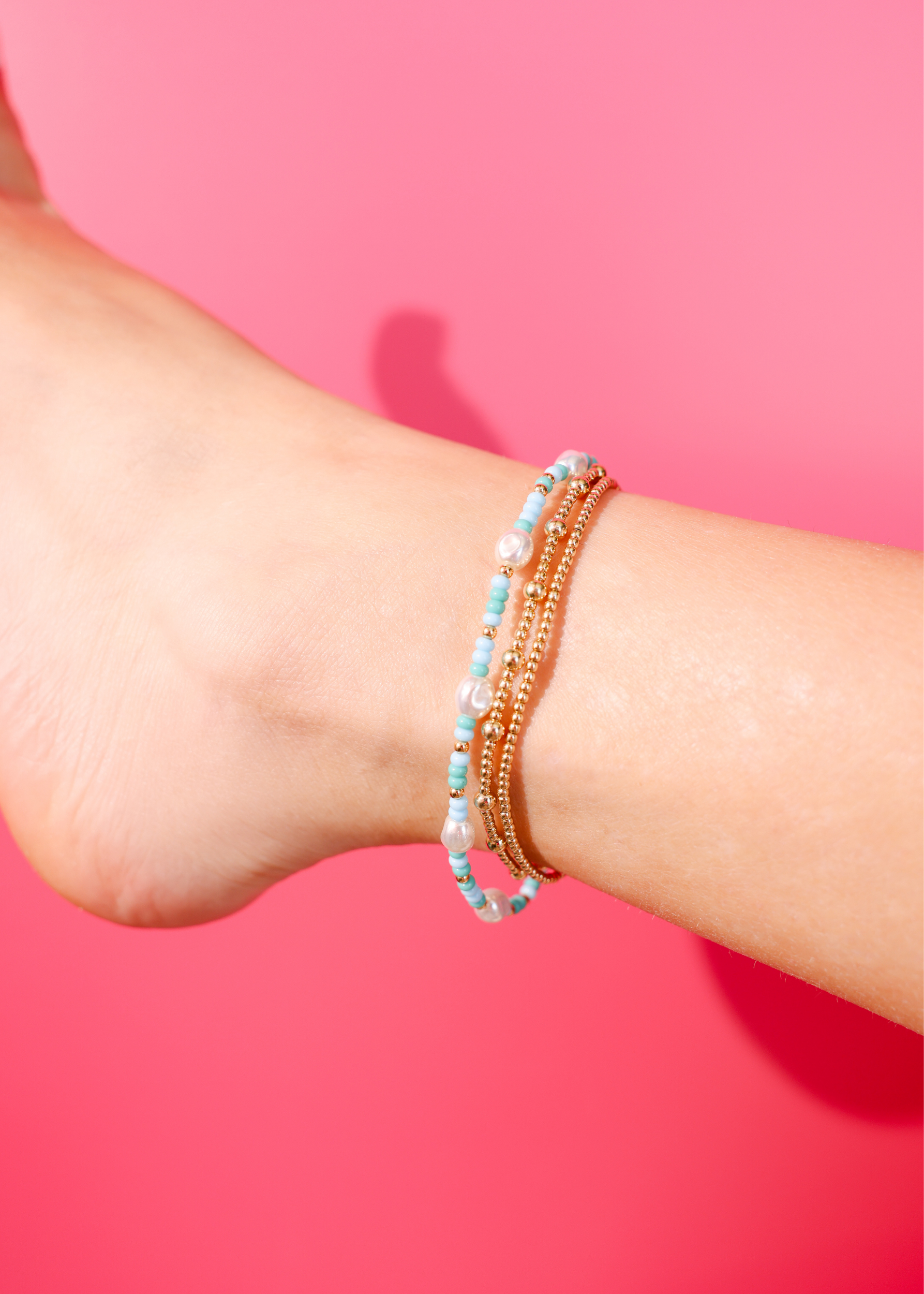 Poolside Sprinkle Pearl Anklet: Standard 9 inch | Beaded Blondes