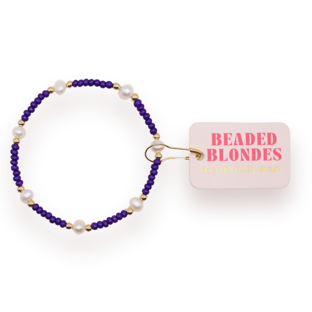 Dark Purple Pearl Bracelet: Standard 6.75 inch | Beaded Blondes